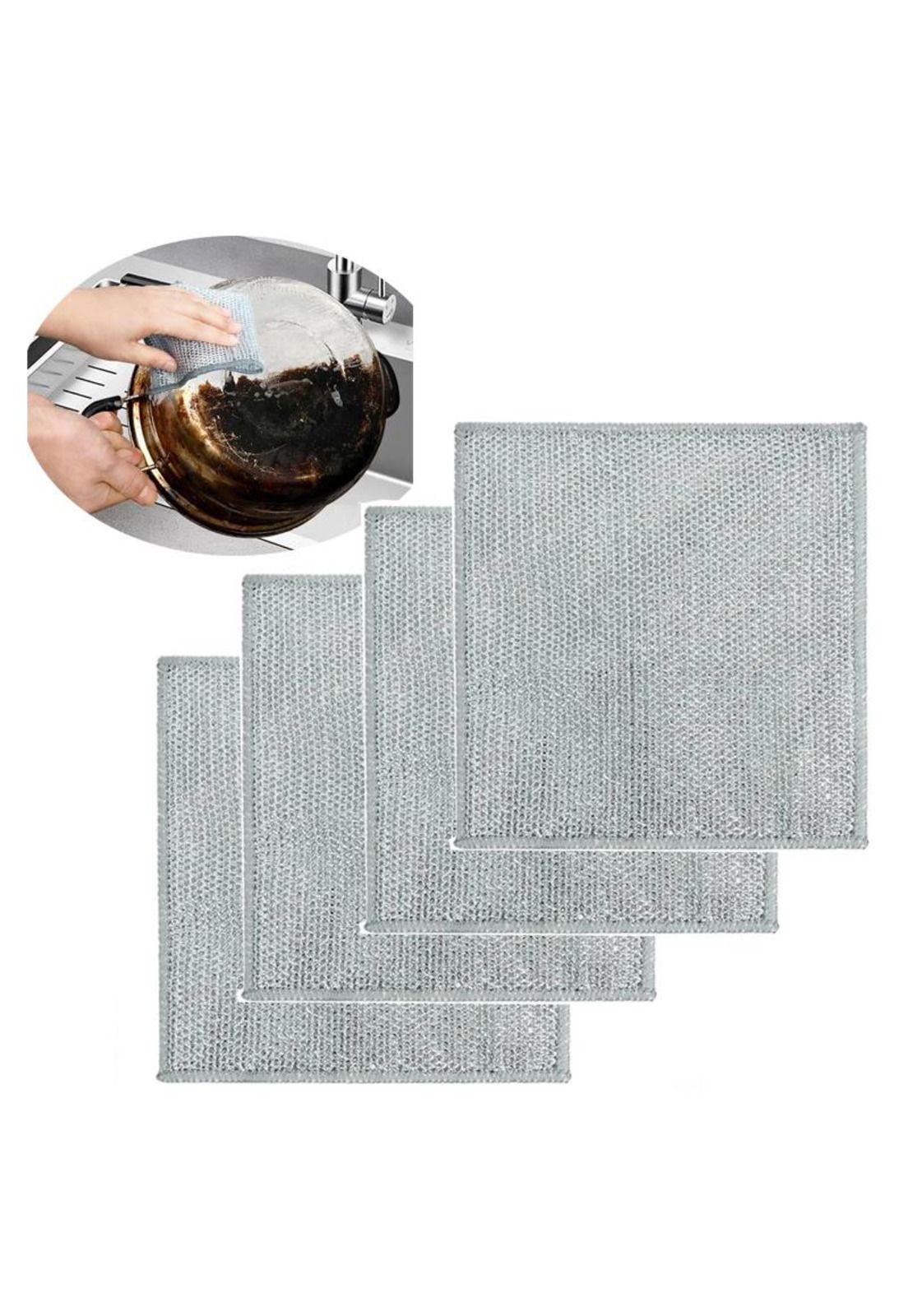 Pack 4 Paño Fibra Metálica Reusable  Limpieza Cocina 30x30cm-9