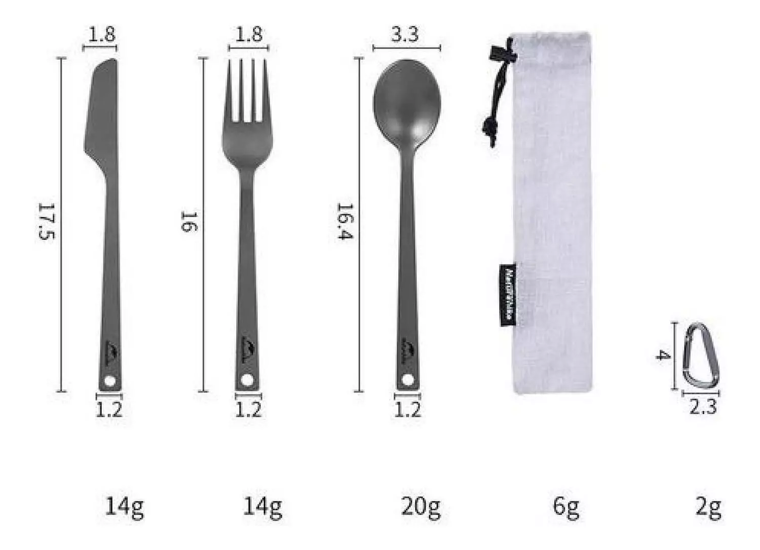 Set Cubiertos Titanio Naturehike Ultraliviano Para Camping-4
