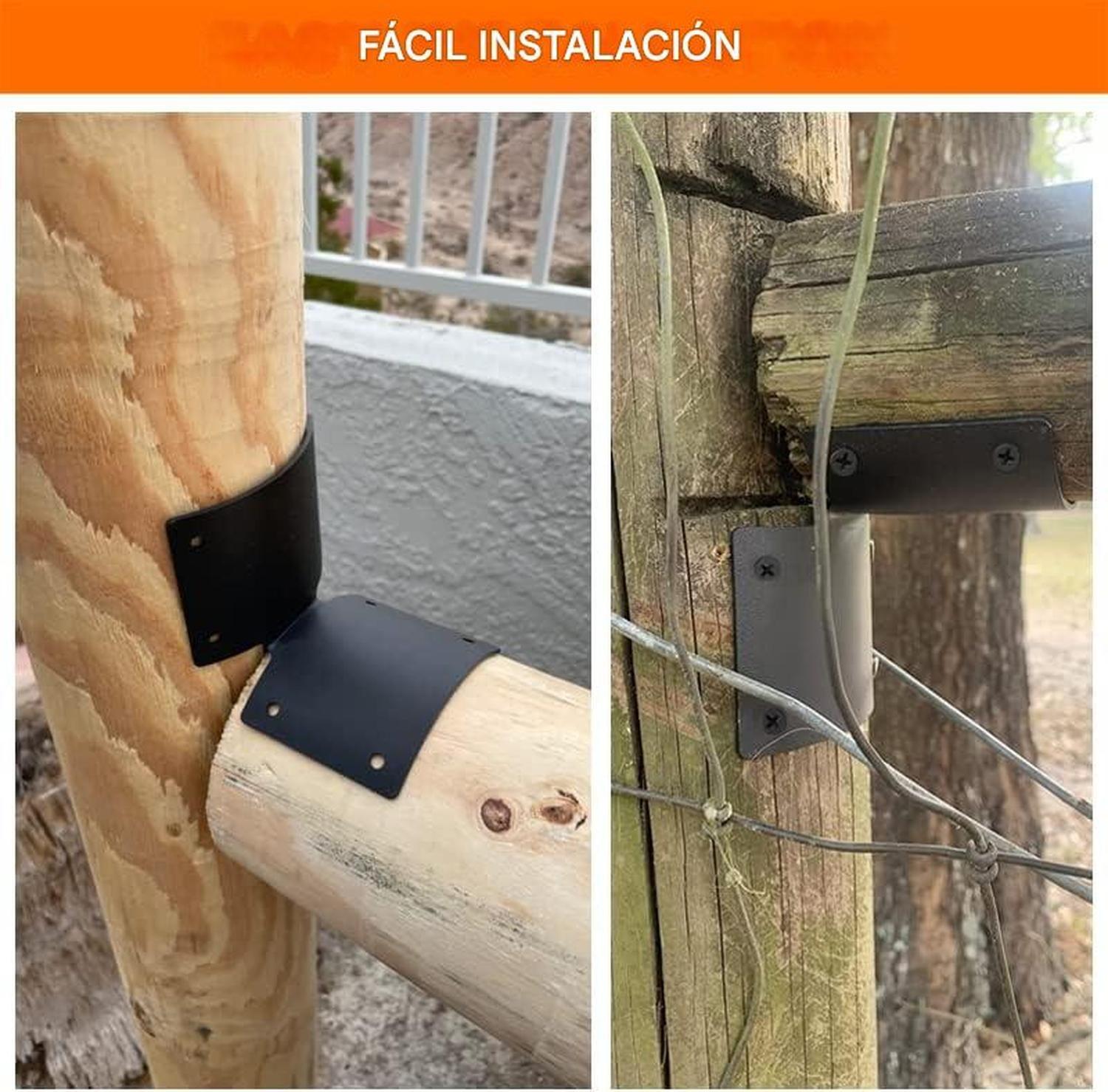 Escuadra Conector Ángulo 90° Poste Redondo Madera-6