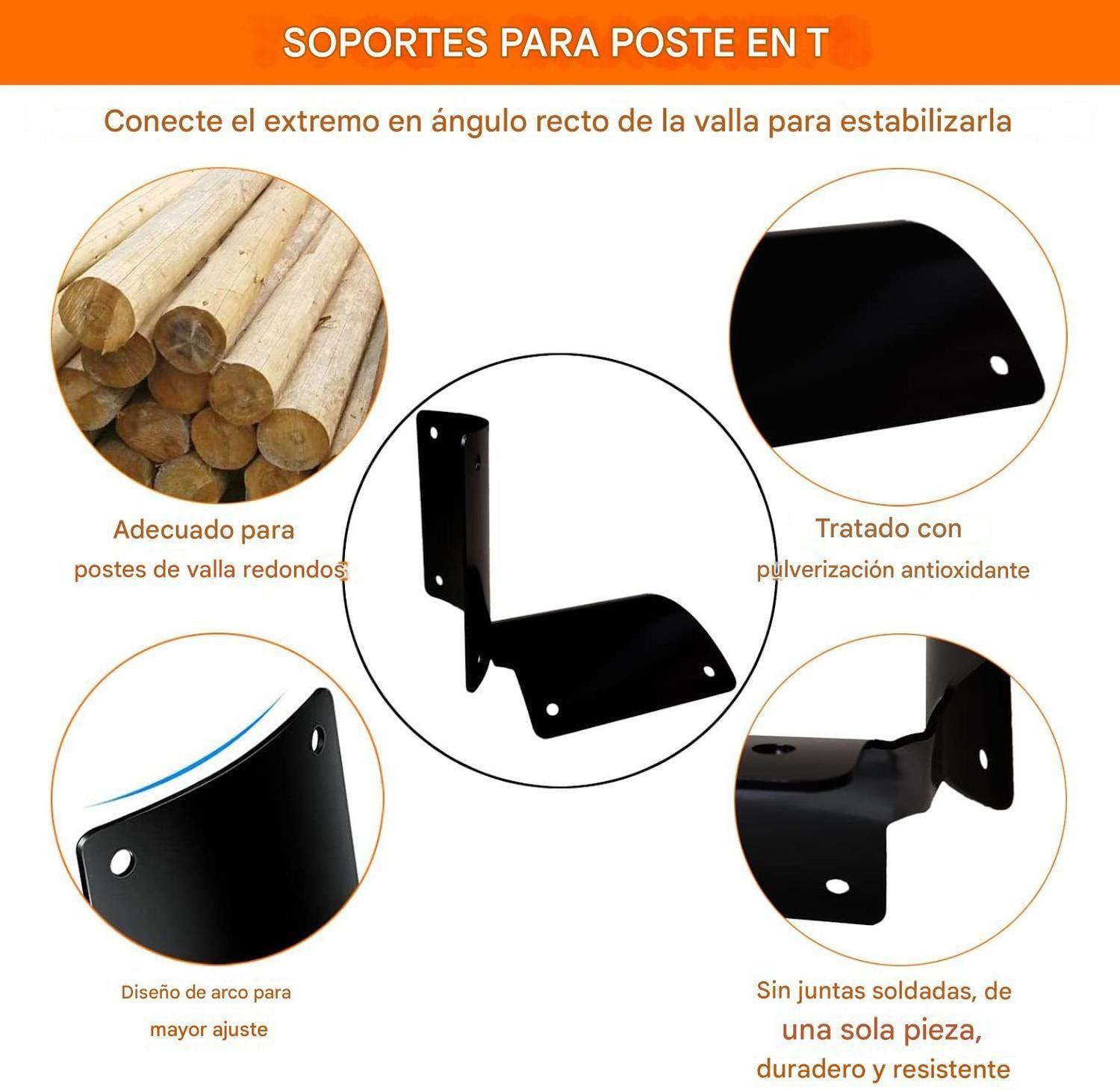 Escuadra Conector Ángulo 90° Poste Redondo Madera-7