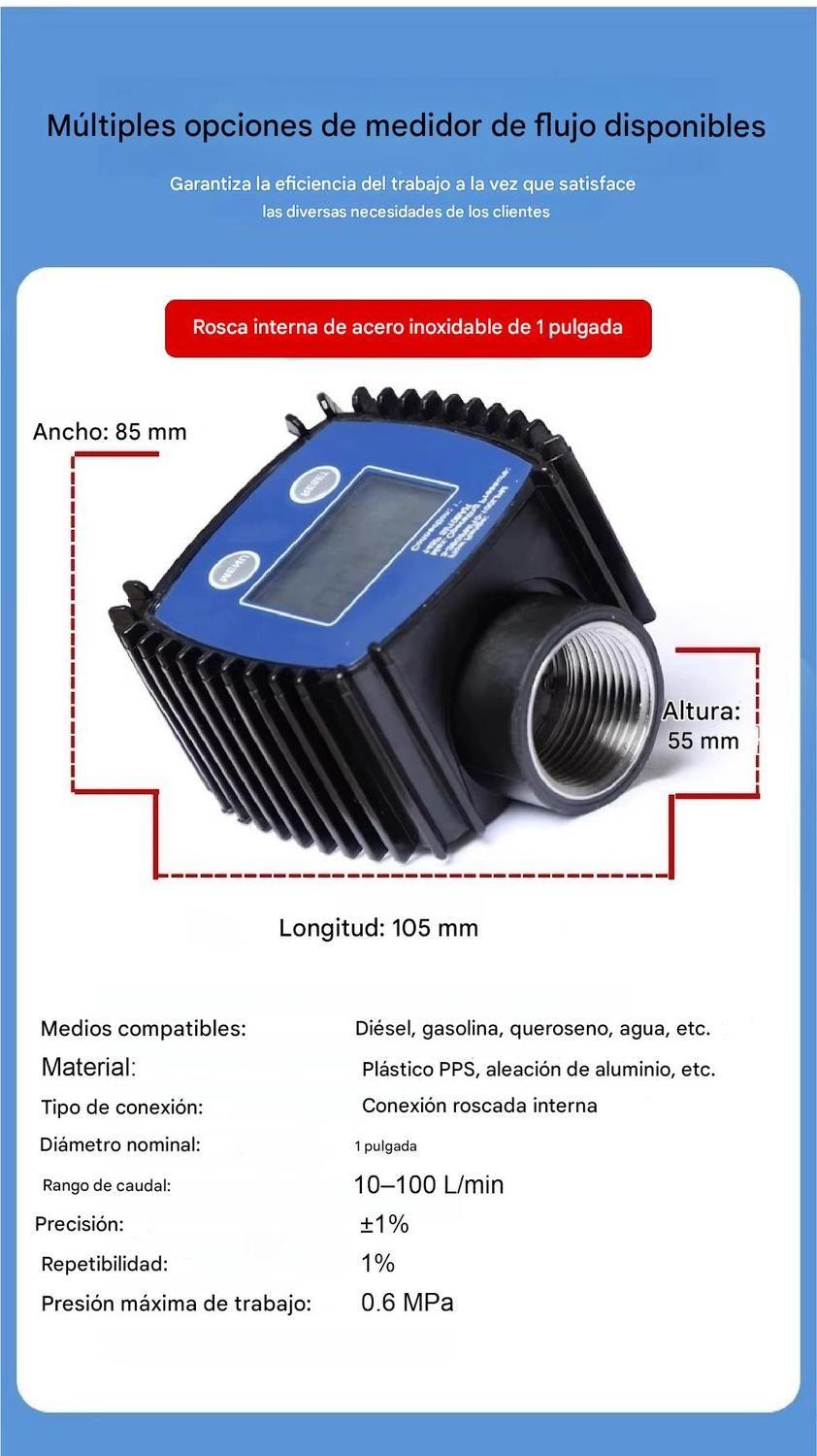 Medidor Flujo Digital Turbina K24 Rosca G1 Pulgada-5