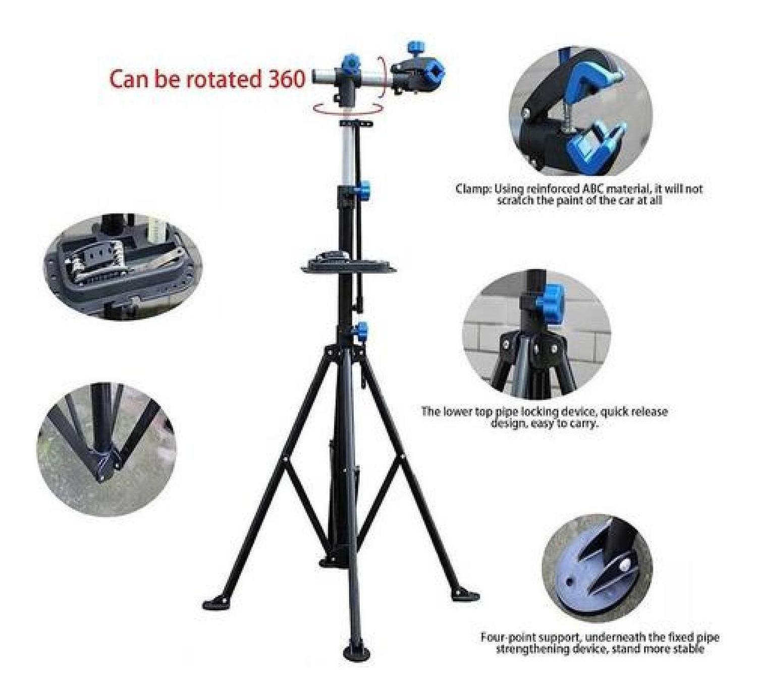 Atril Soporte Mantención Bicicletas Ajustable Plegable Negro Con Rojo 4 Patas-2