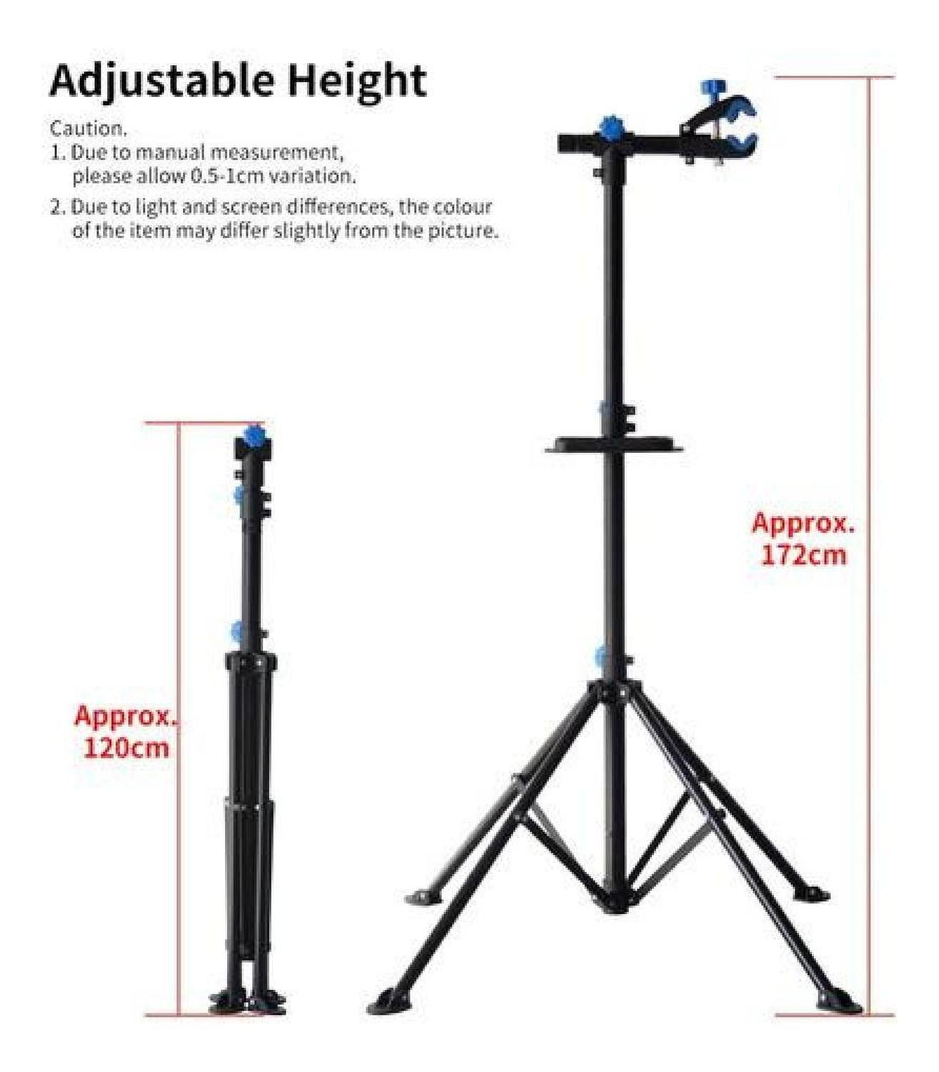 Atril Soporte Mantención Bicicletas Ajustable Plegable Negro Con Rojo 4 Patas-3