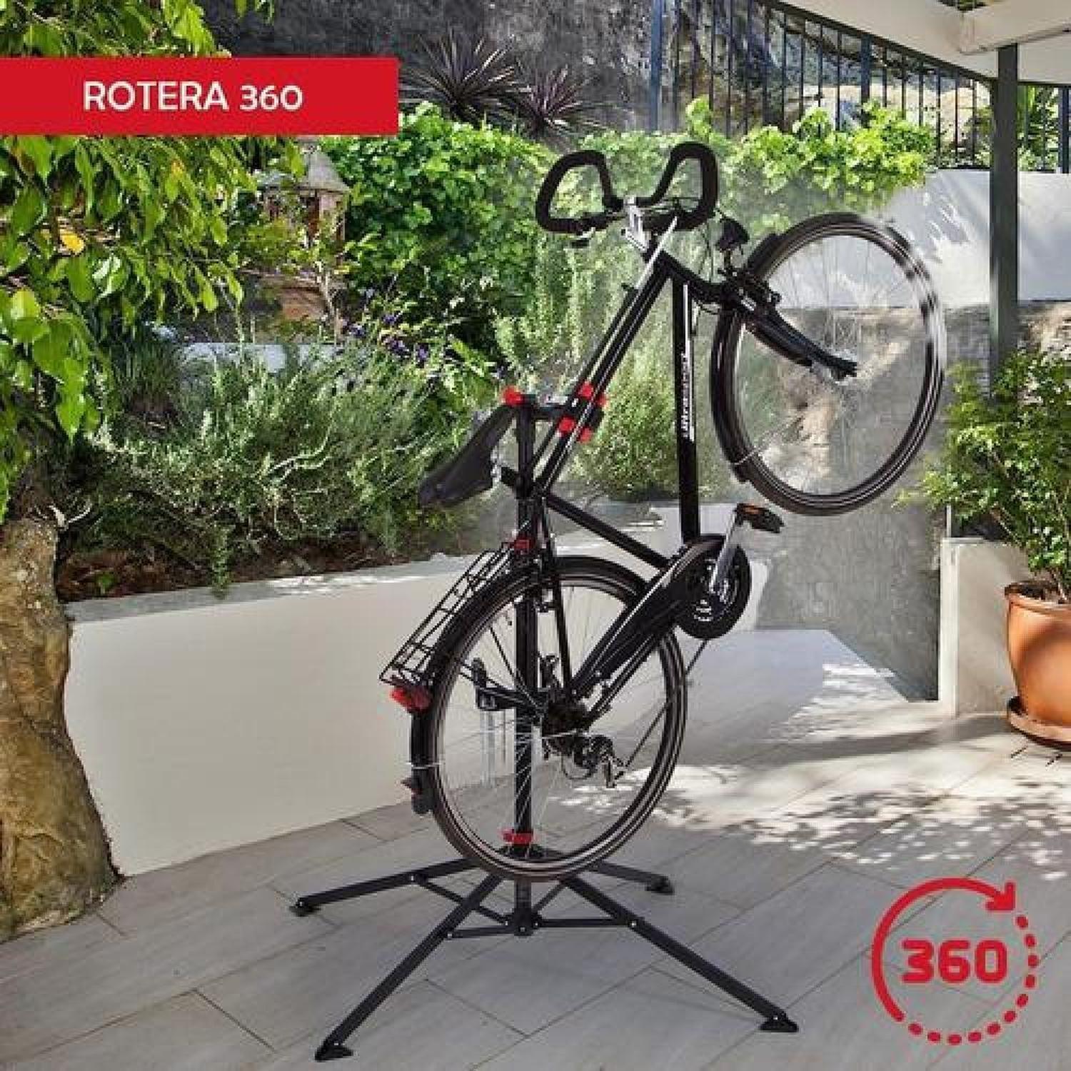 Atril Soporte Mantención Bicicletas Ajustable Plegable Negro Con Rojo 4 Patas-5