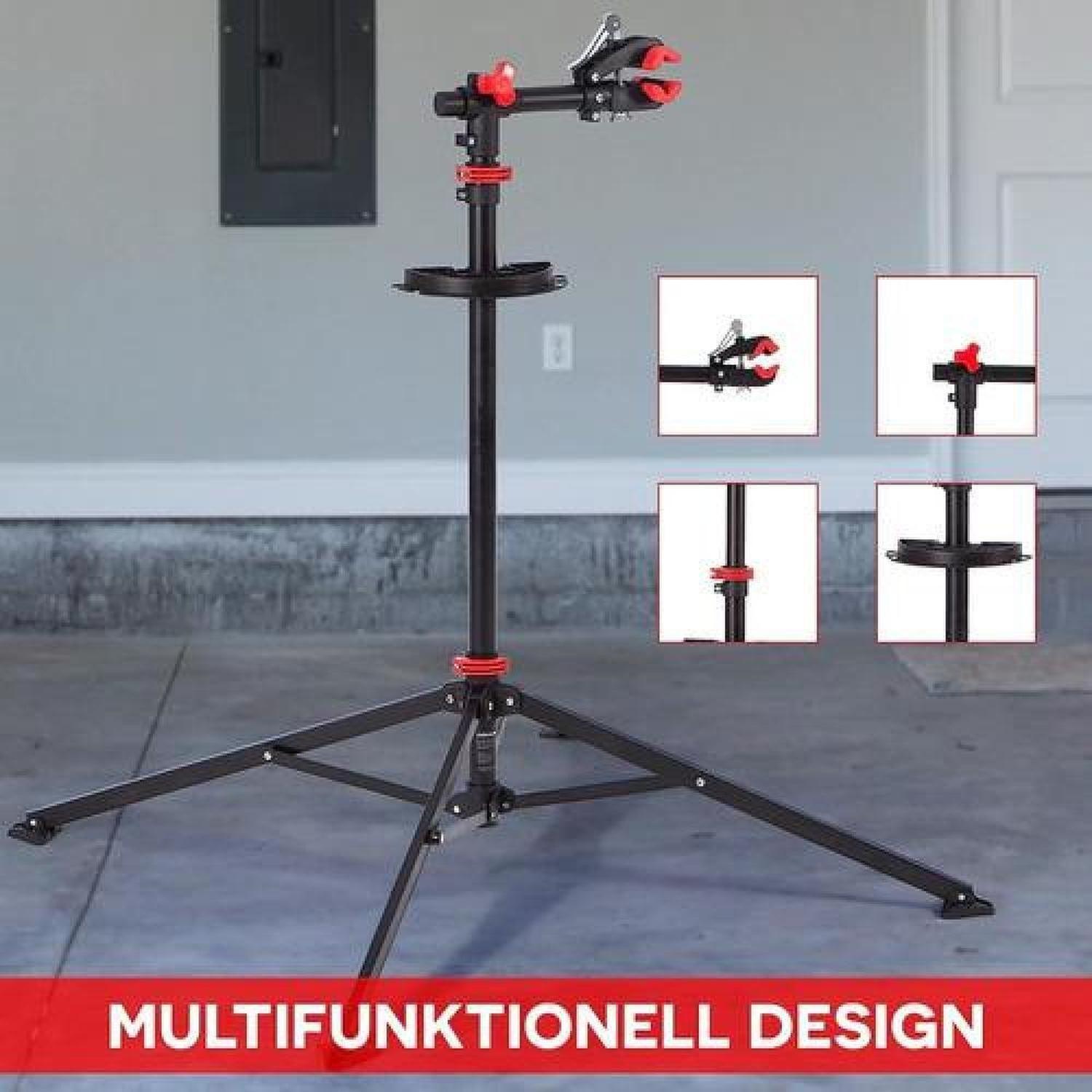 Atril Soporte Mantención Bicicletas Ajustable Plegable Negro Con Rojo 4 Patas-6