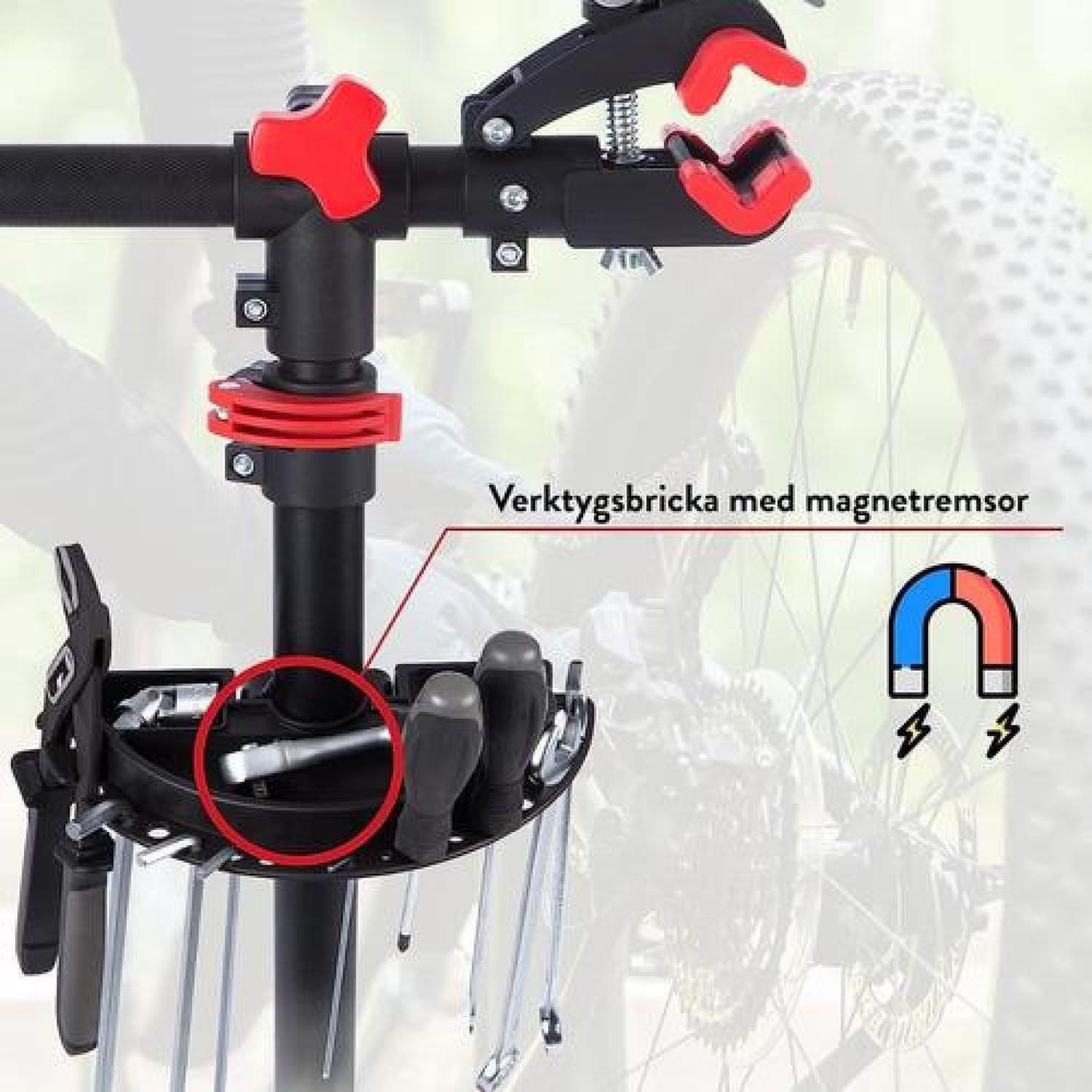 Atril Soporte Mantención Bicicletas Ajustable Plegable Negro Con Rojo 4 Patas-7