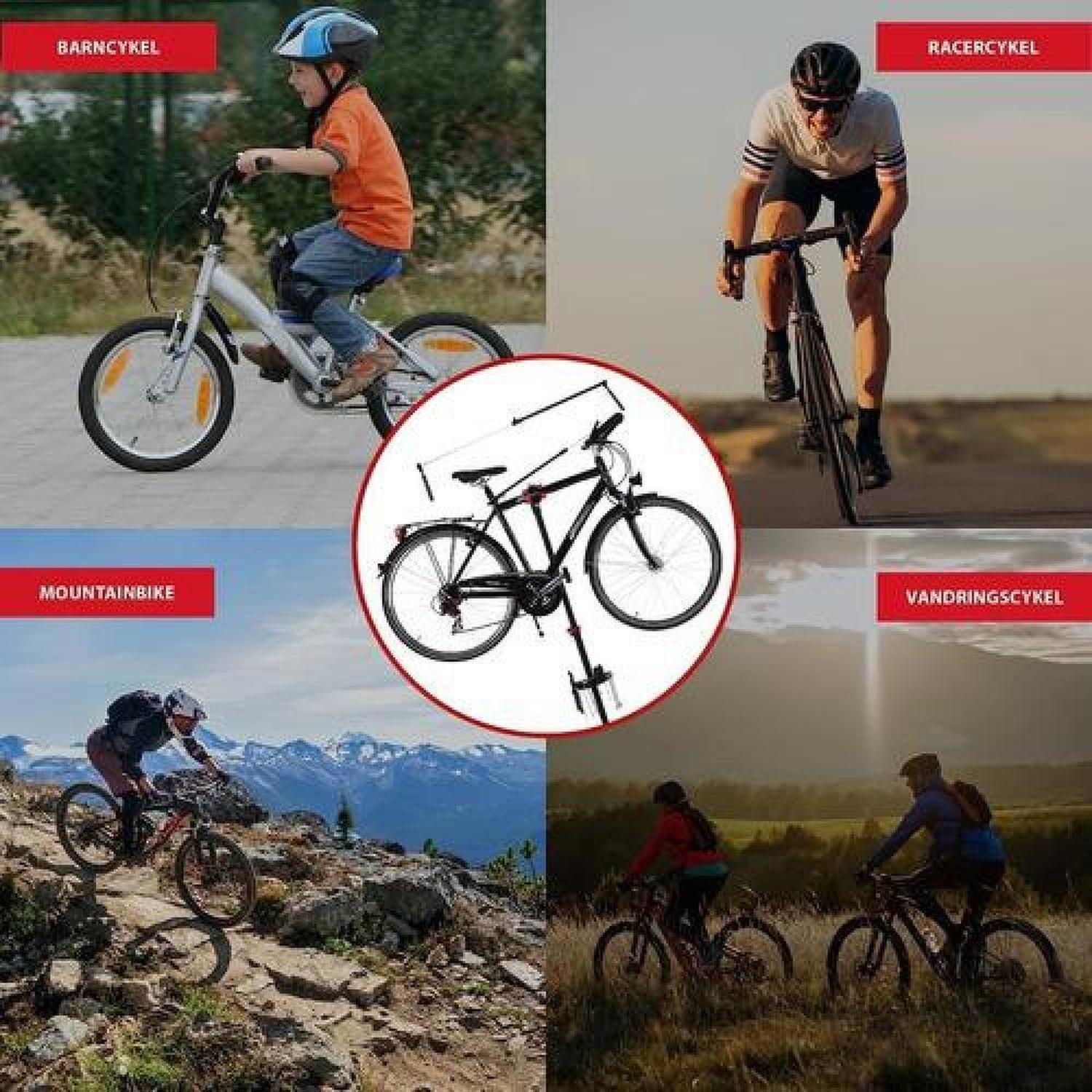 Atril Soporte Mantención Bicicletas Ajustable Plegable Negro Con Rojo 4 Patas-9