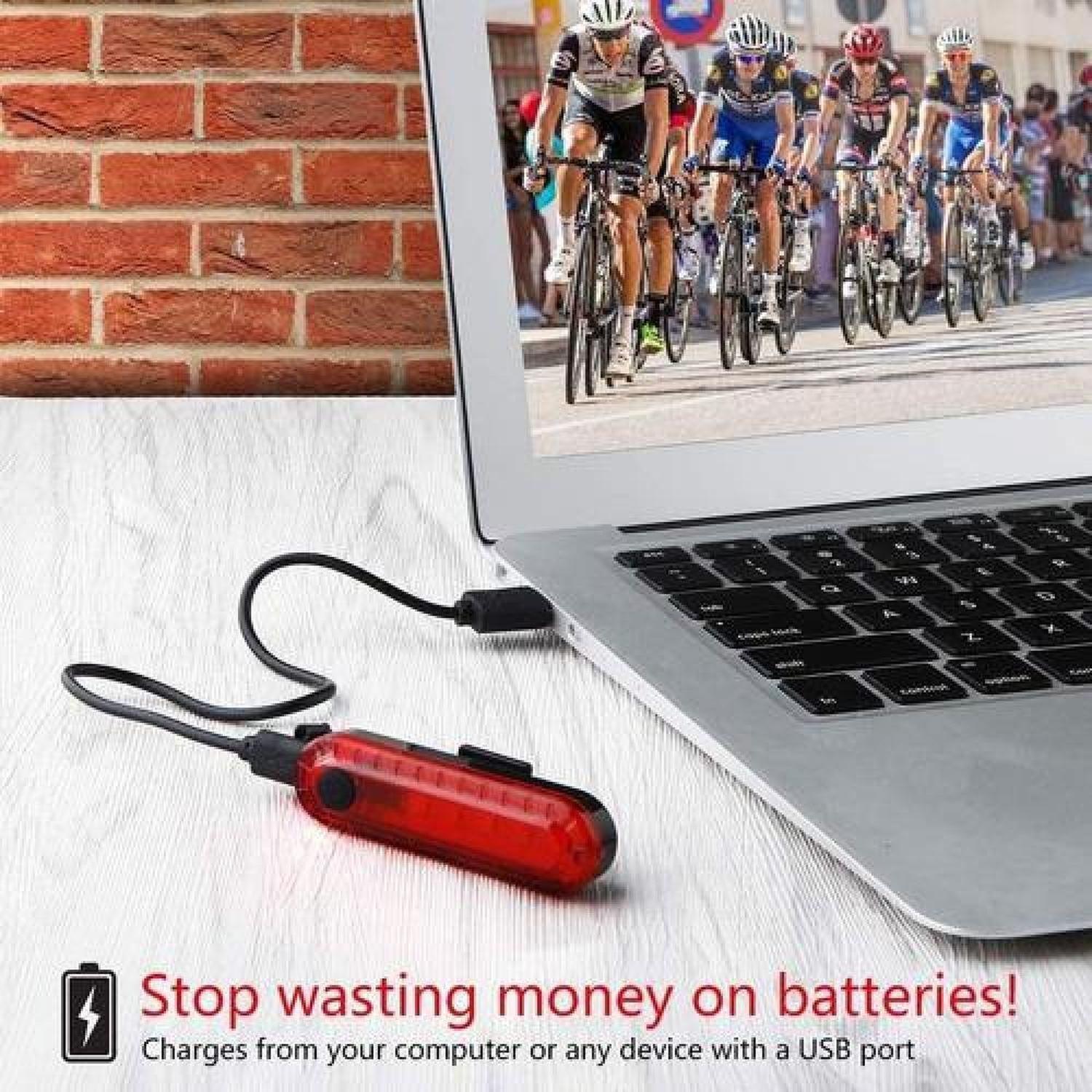 Luz Brillante Roja Para Bicicleta, Trasera Usb-6