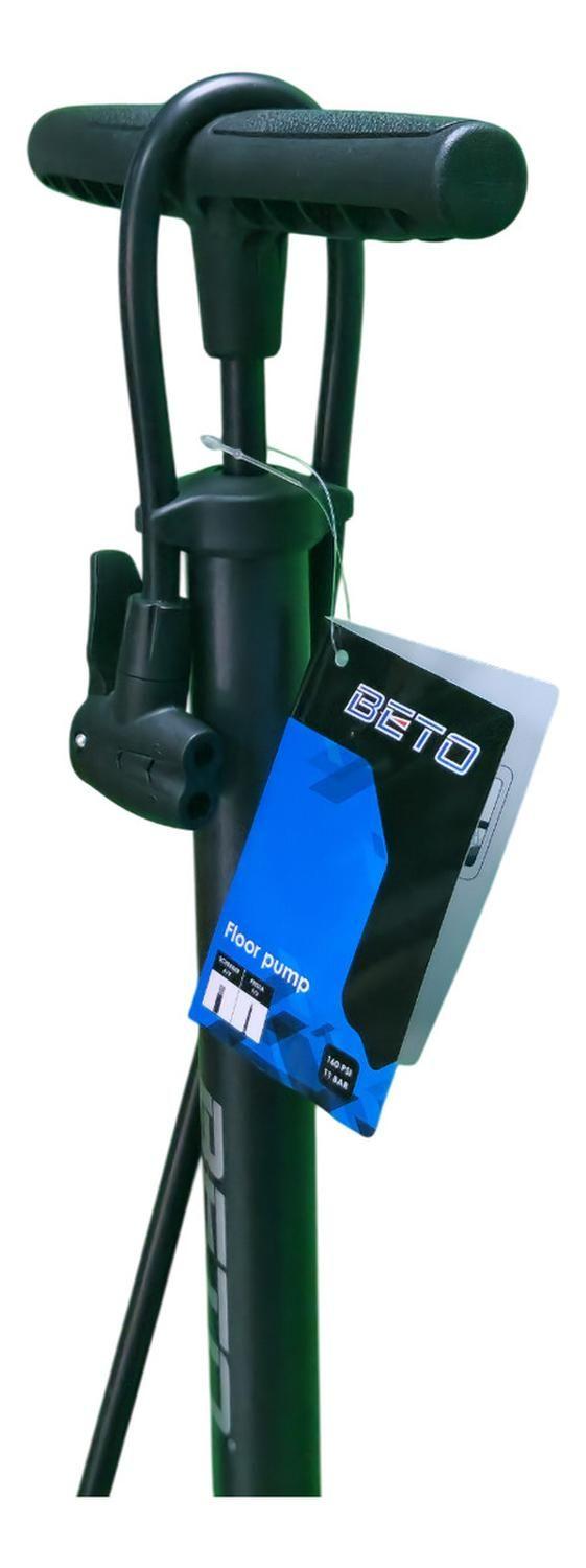 Bombín Pie Beto 25'' Manómetro 160 Psi Válvula Auto Schrader - Negro-2