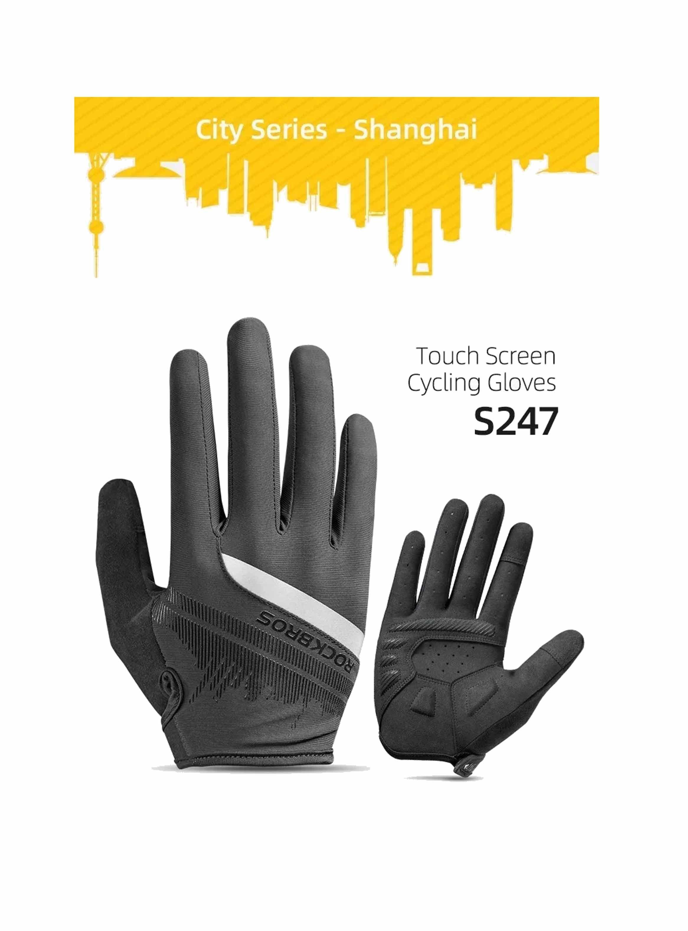 Guantes Reflectantes Rockbros, Mtb Ruta Dedo Largo Bicicleta-3