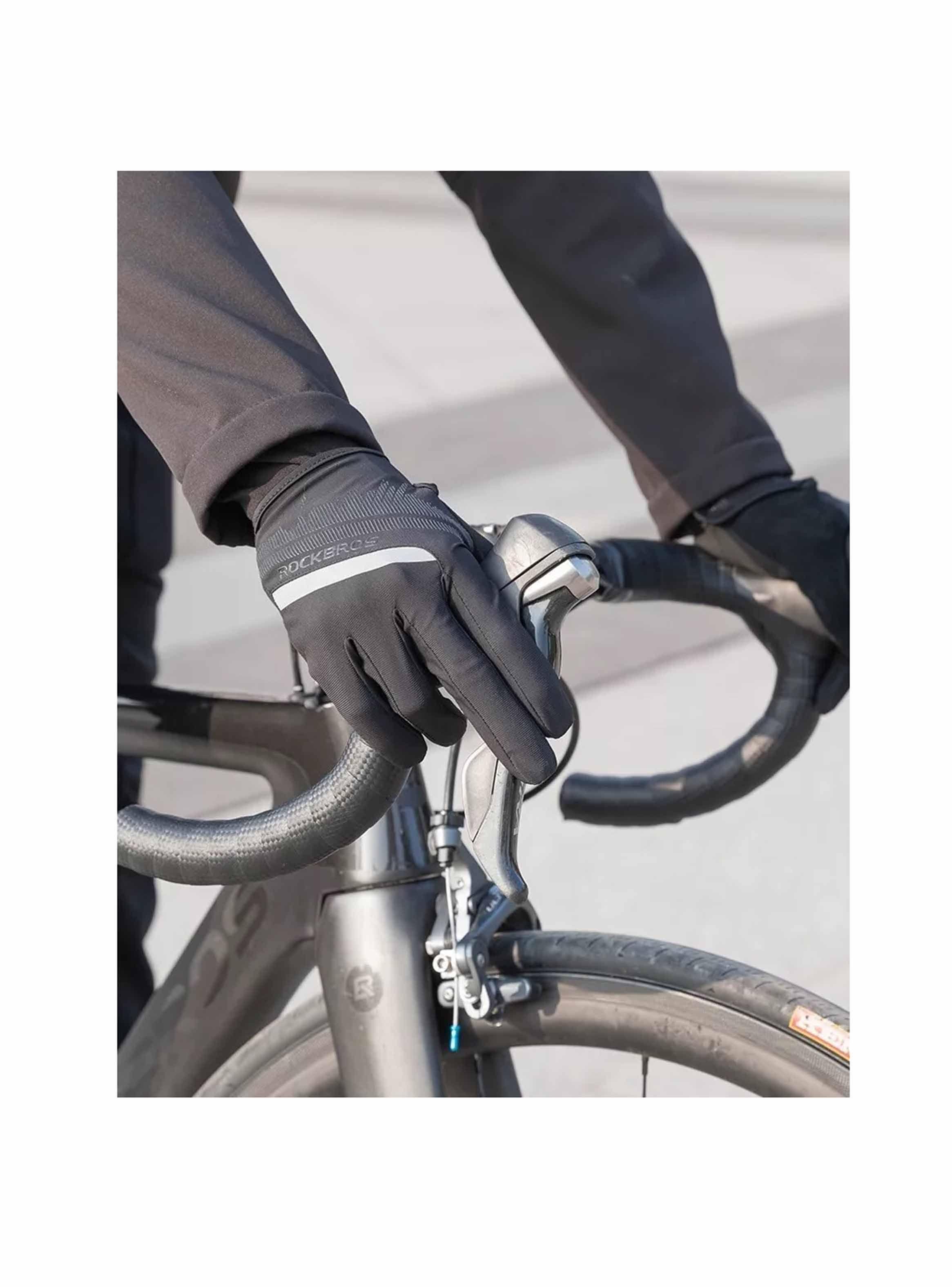 Guantes Reflectantes Rockbros, Mtb Ruta Dedo Largo Bicicleta-6