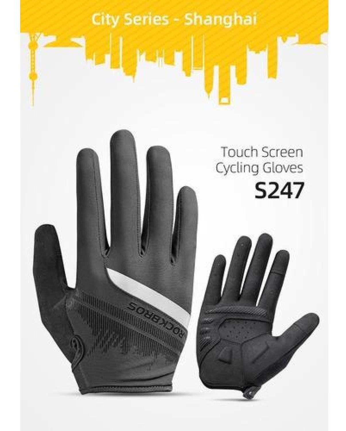 Guantes Reflectantes Rockbros, Mtb Ruta Dedo Largo Bicicleta-3