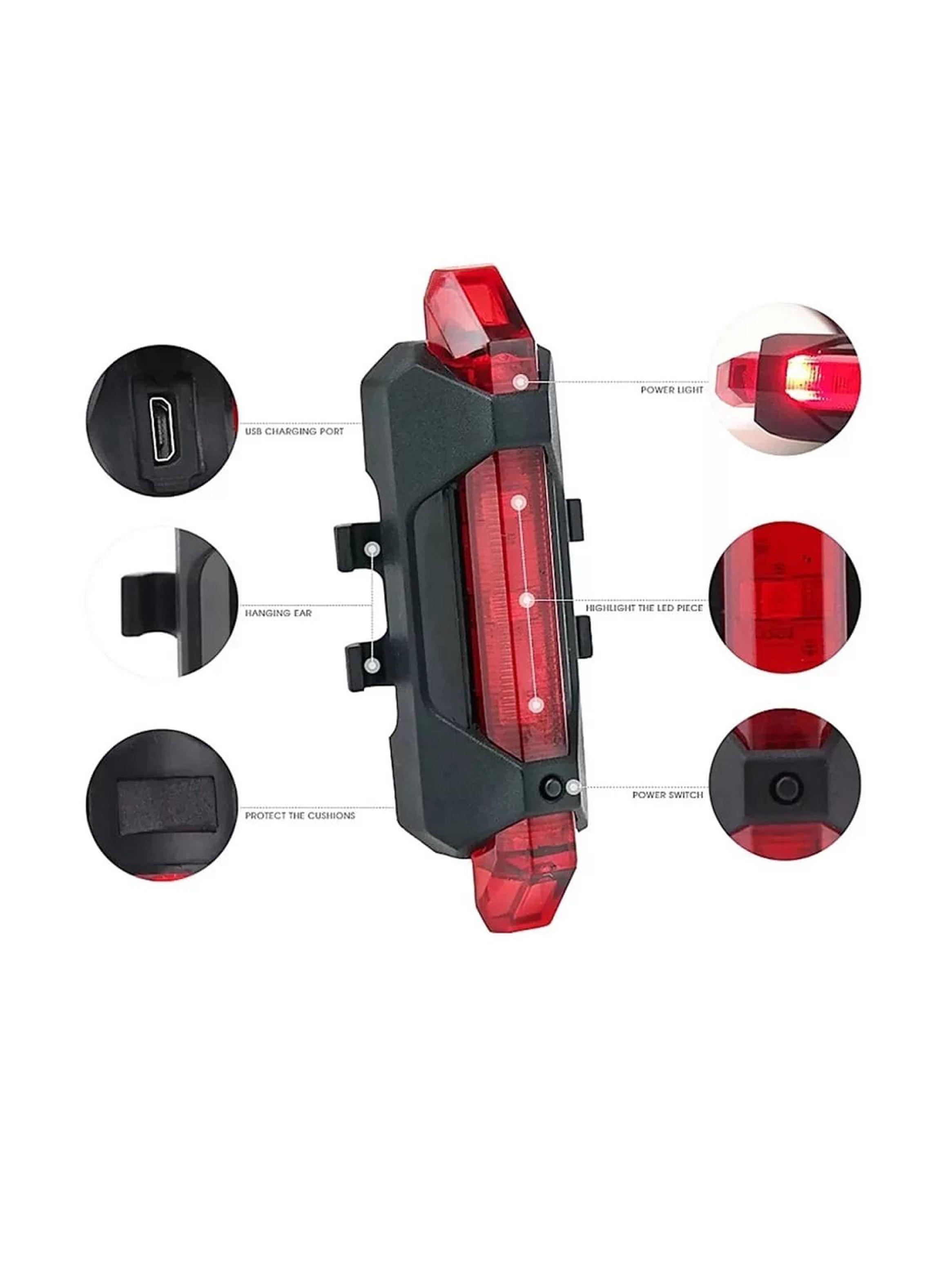 Luz Trasera Roja 15 Lúmenes Recargable Usb Sillín Bicicleta-5