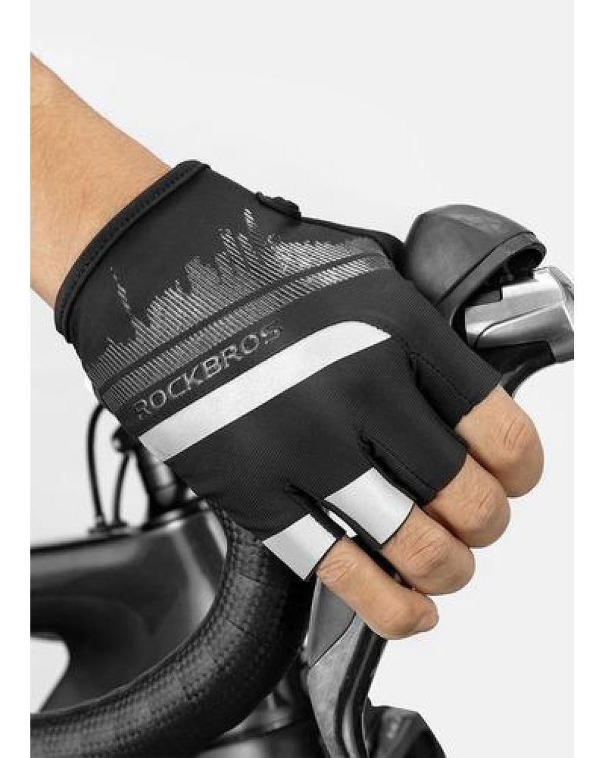 Guantes Reflectantes Rockbros Dedo Corto Mtb Ruta Bicicleta-4