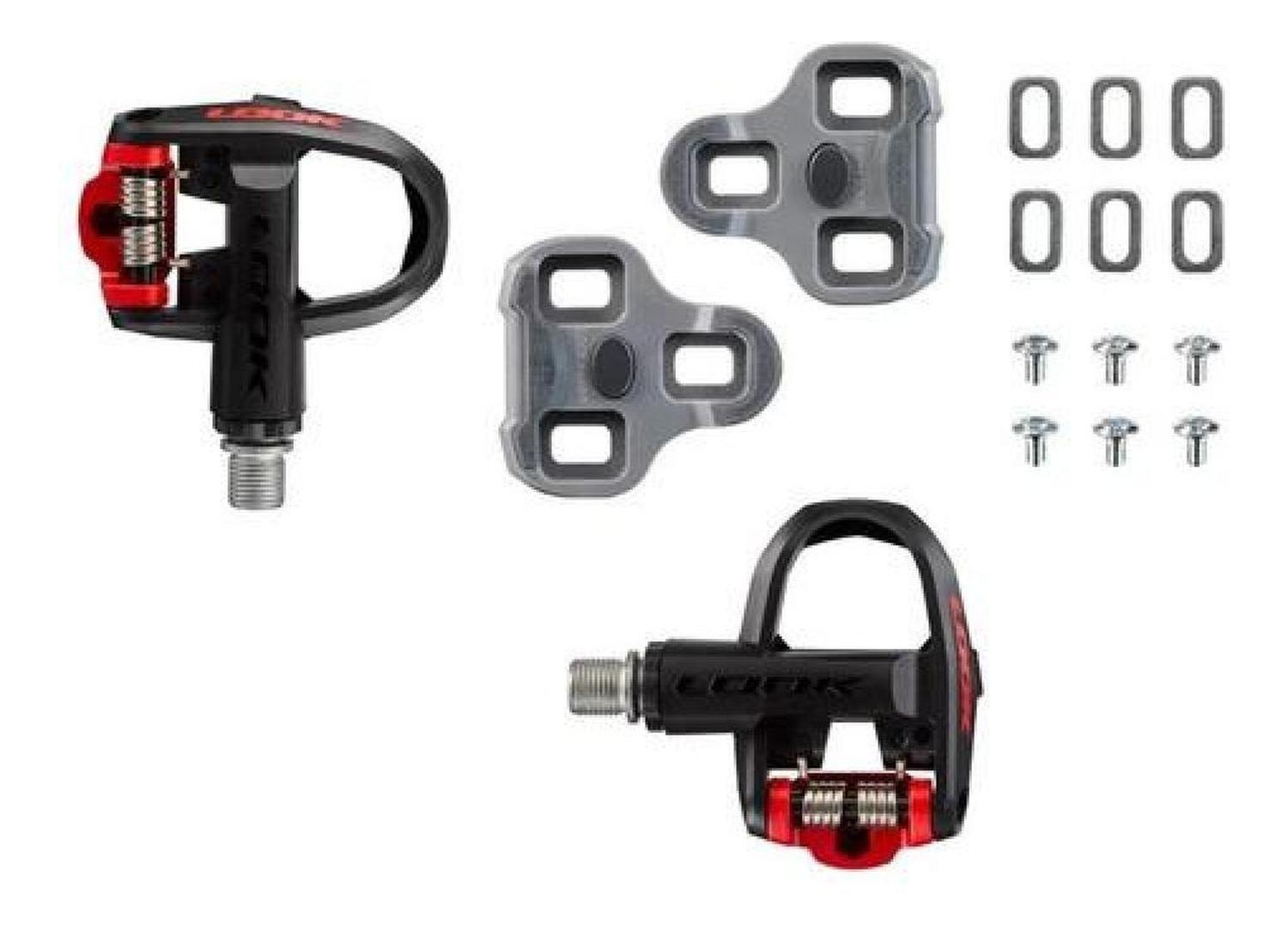 Pedales Look Kéo Classic 3 + Calas Kéo Grip Ruta Bicicleta Negro/rojo-1