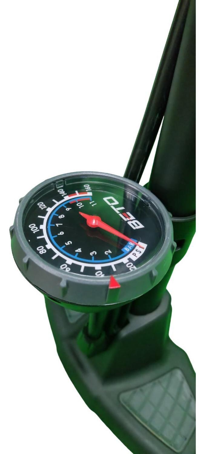 Bombín De Pie Beto 160 Psi Manómetro Válvula Presta/schrader - Negro-2