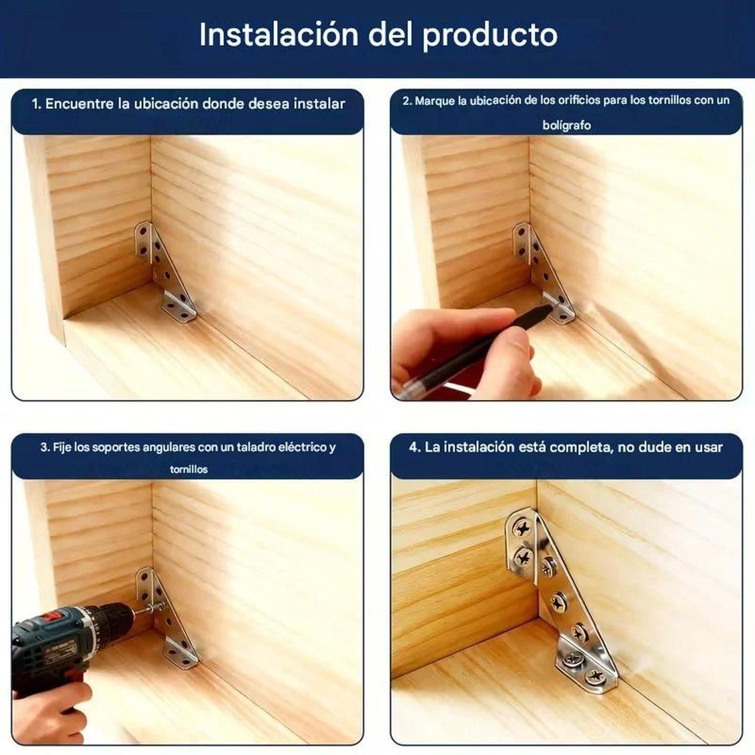 Pack 20 Escuadra Angulo Esquinera 90° Acero Inoxidable-2