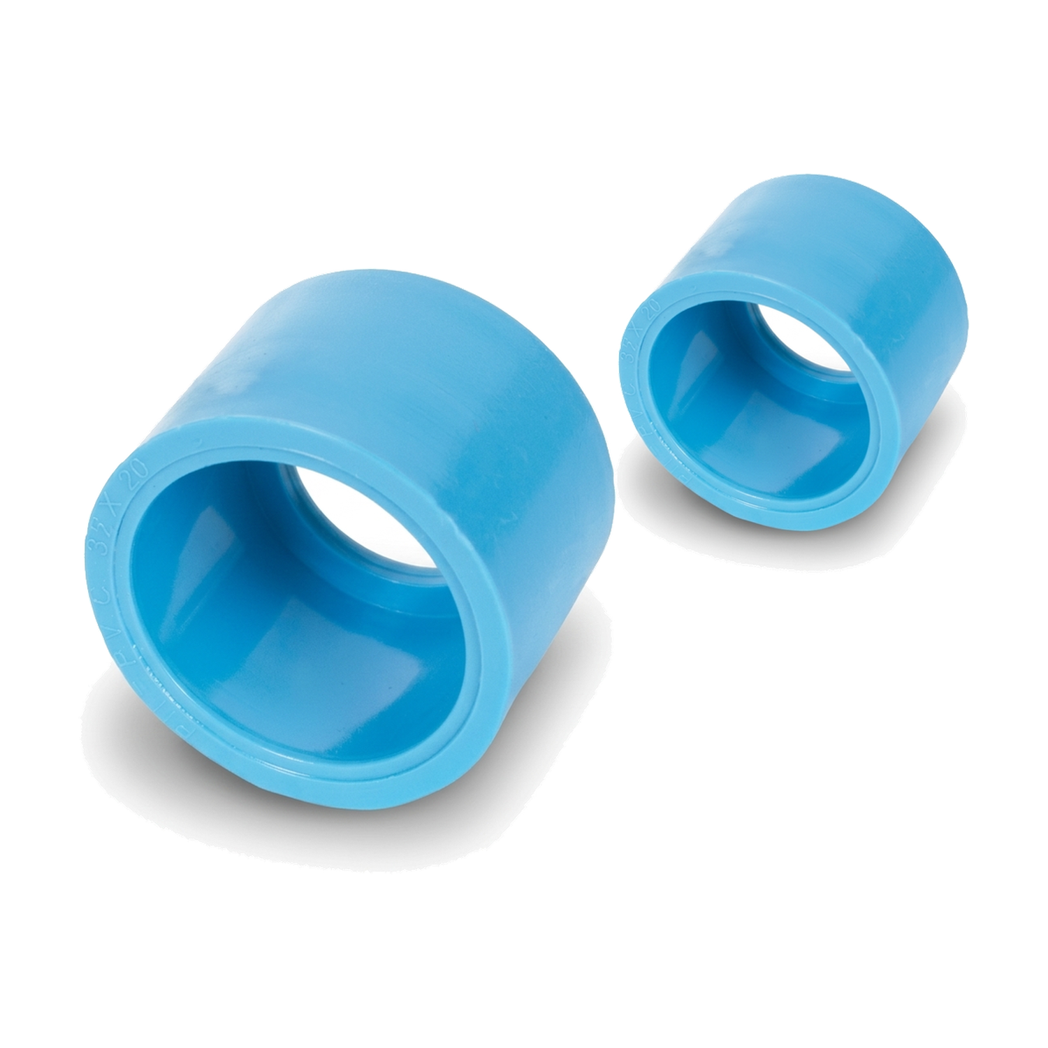 Pack 2 Buje Reducción Corto PVC 25x20mm PN10 Celeste Agua-0
