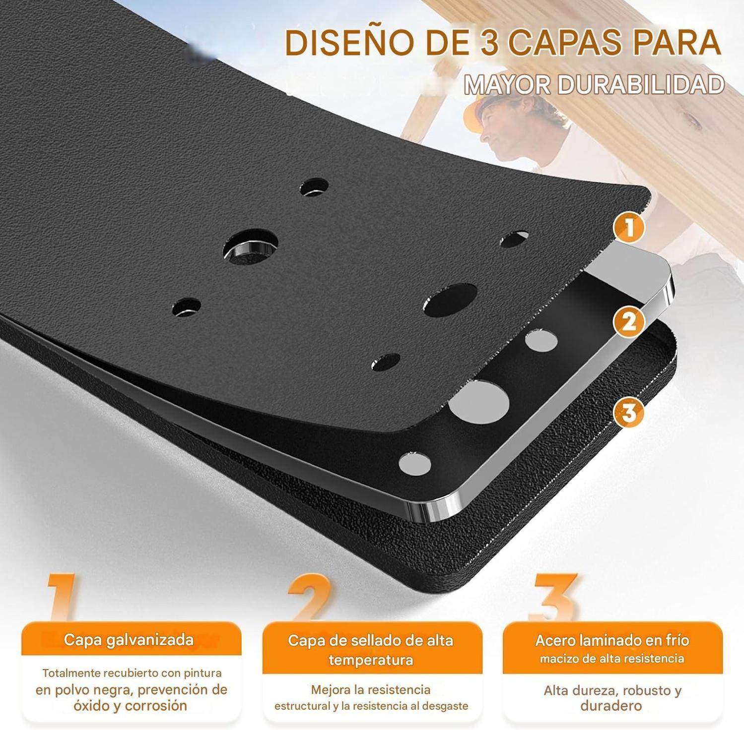 Placa Acero Unión Recta Negra Vigas Madera Pérgolas 25.4cm-5