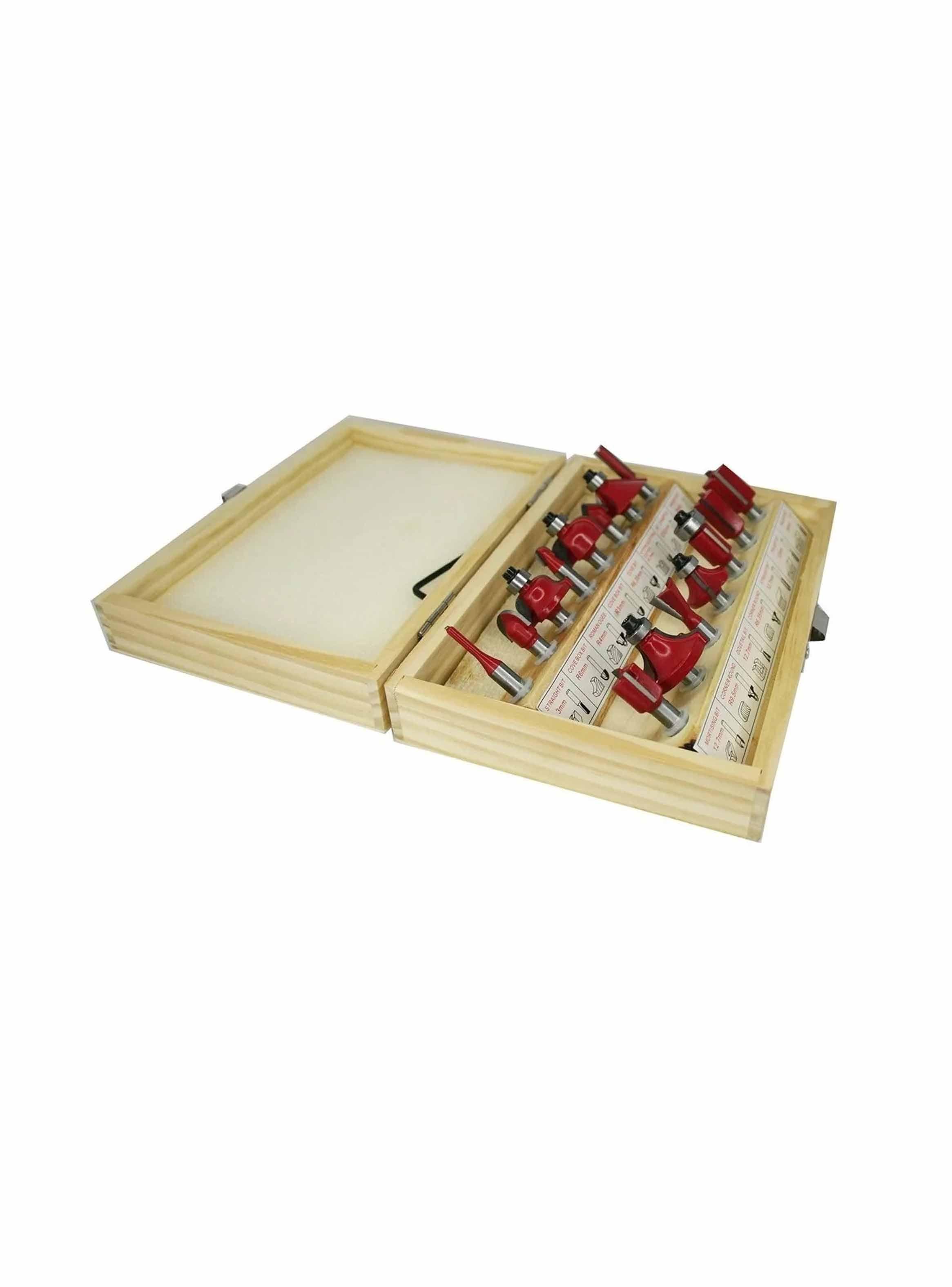 Juego De 15 Brocas Fresas Madera Router 1/4 Corte Desbaste-1