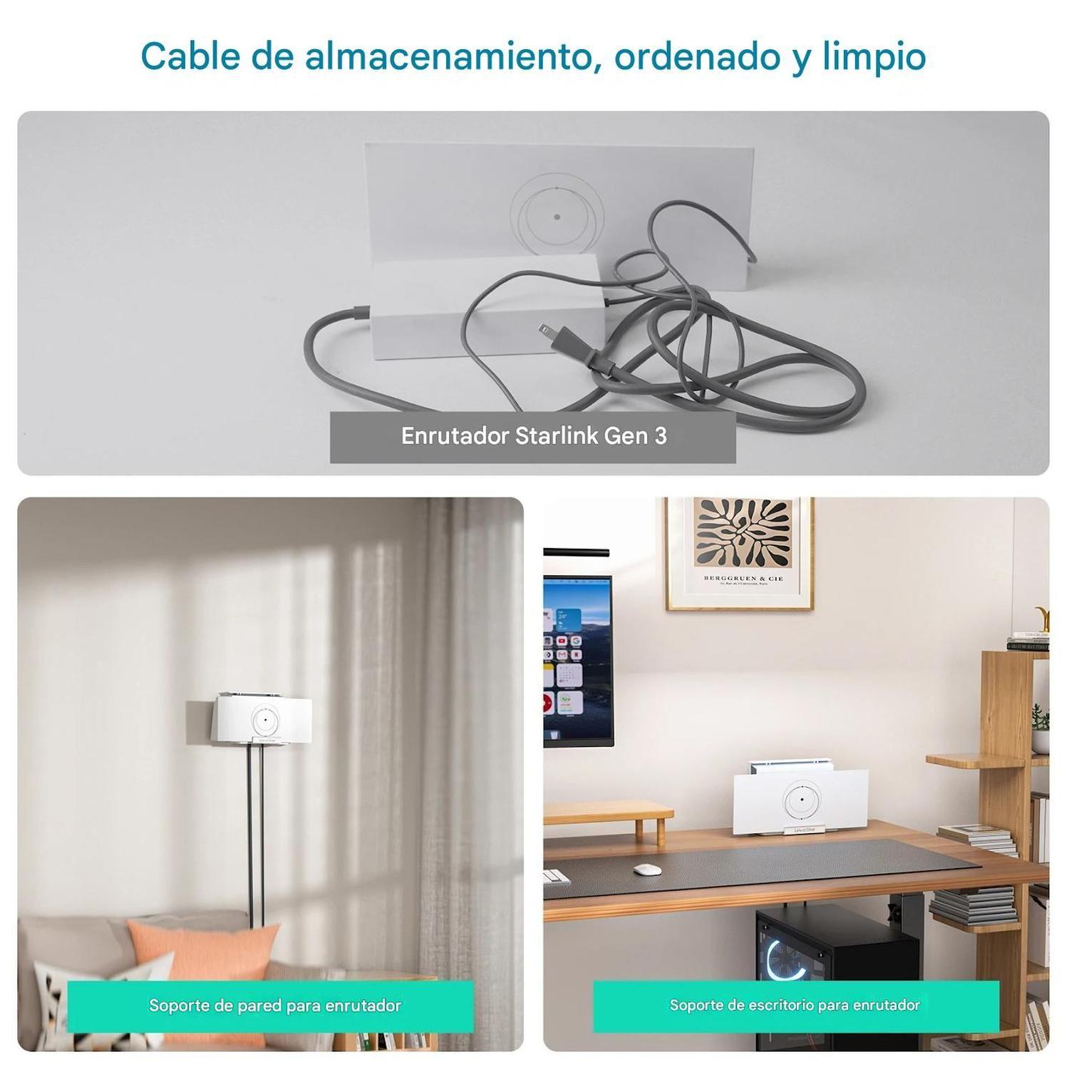 Soporte muro router Starlink Gen3 con base para fuente-4