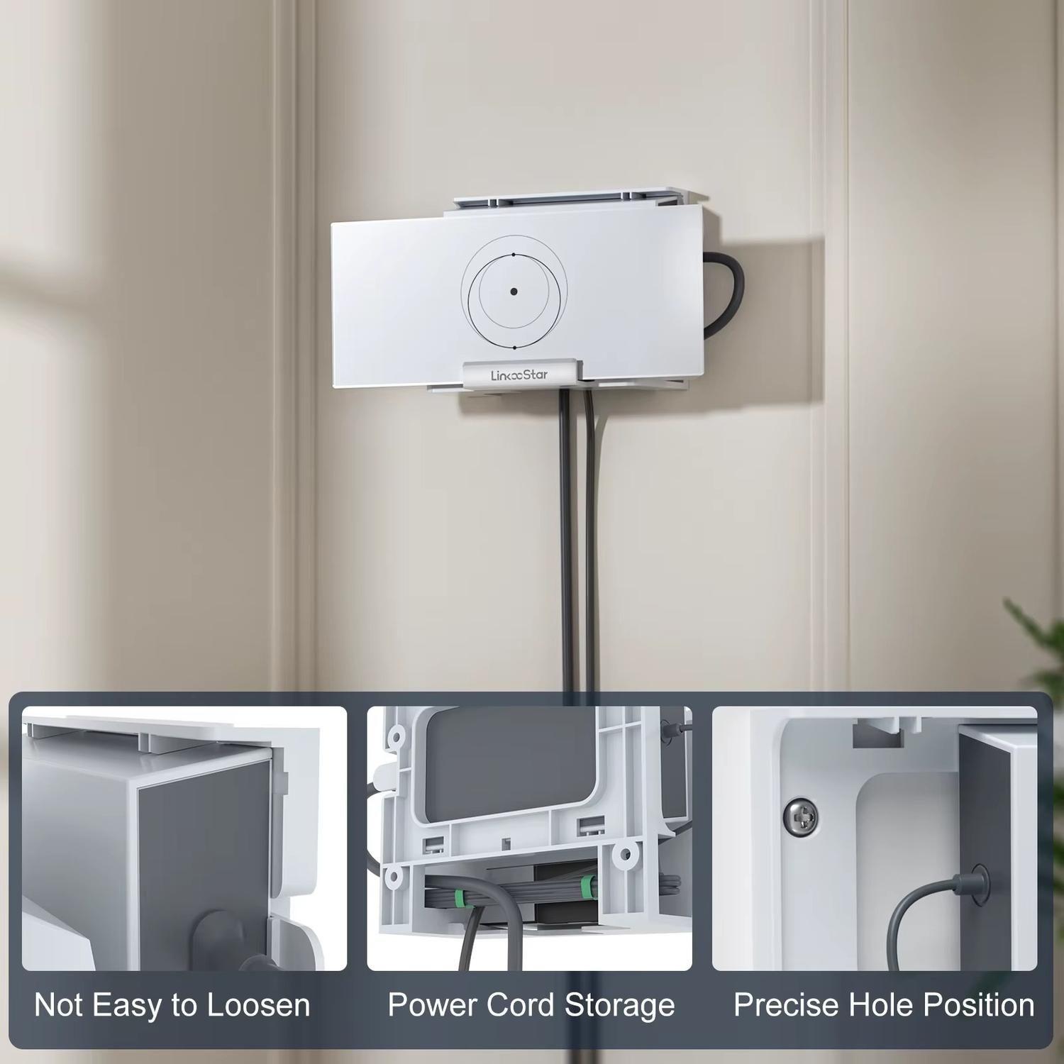 Soporte muro router Starlink Gen3 con base para fuente-5