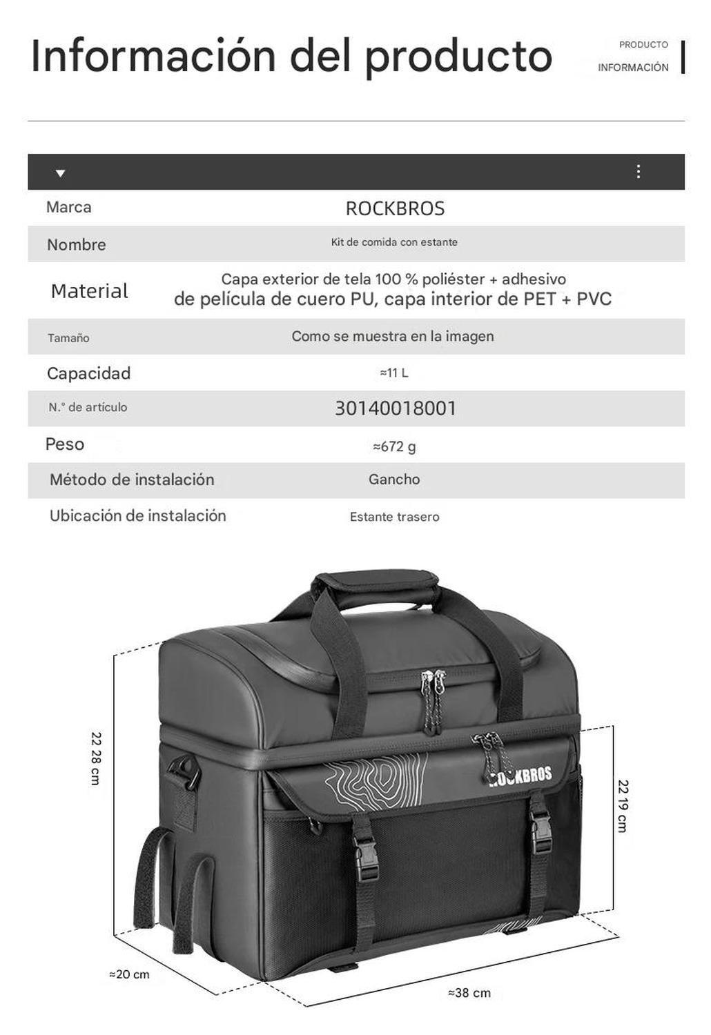 Bolso Térmico Bicicleta Parrilla Trasera Rockbros 11L-8