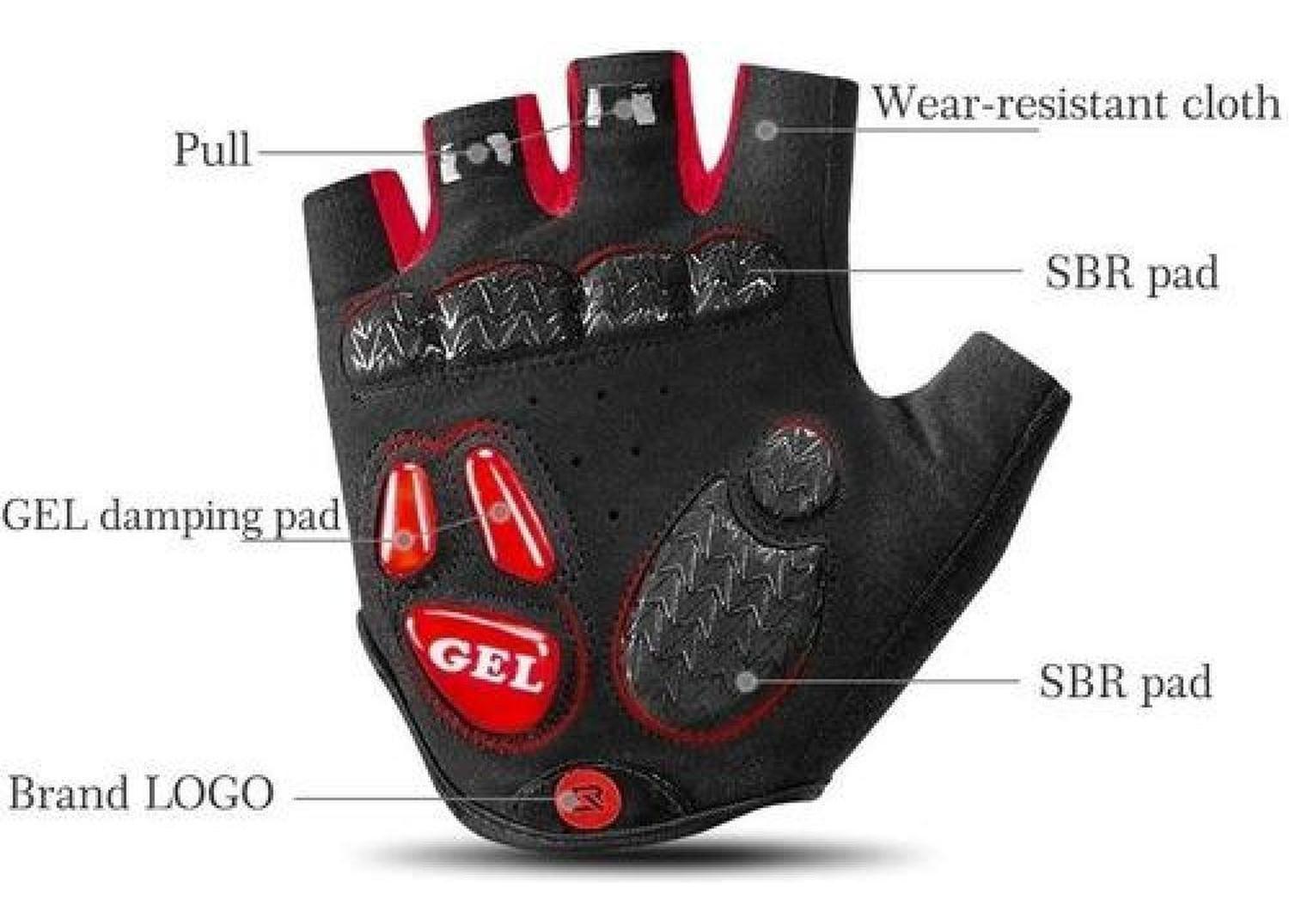Guantes Con Gel Rockbros, Mtb Ruta Sin Dedos Bicicleta-5