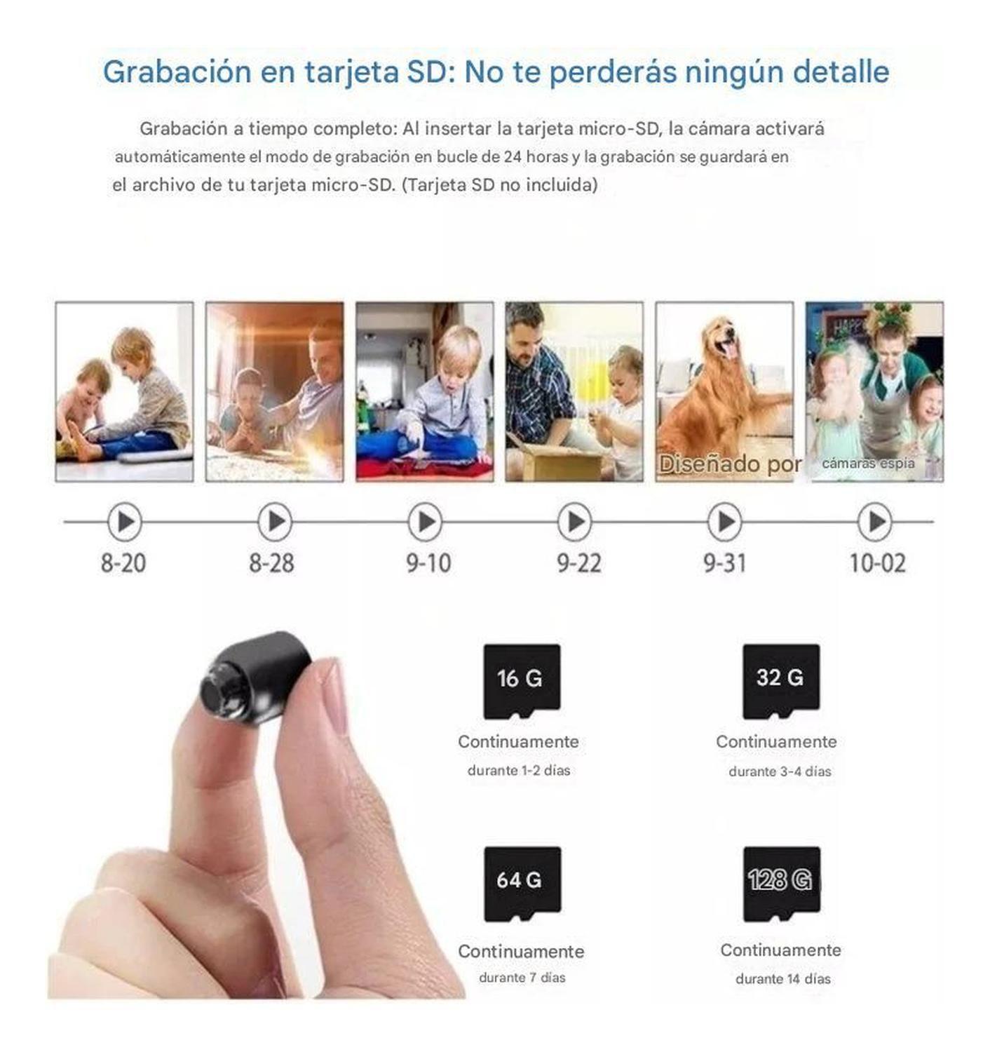 Cámara Espía Mini Wifi Hd 1080p Visión Nocturna Vigilancia Negro-2