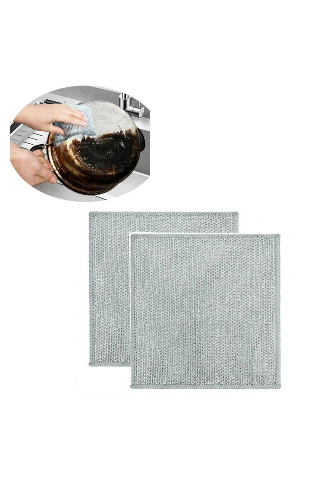 Pack 2 Paño Fibra Metálica Reusable  Limpieza Cocina 30x30cm-0