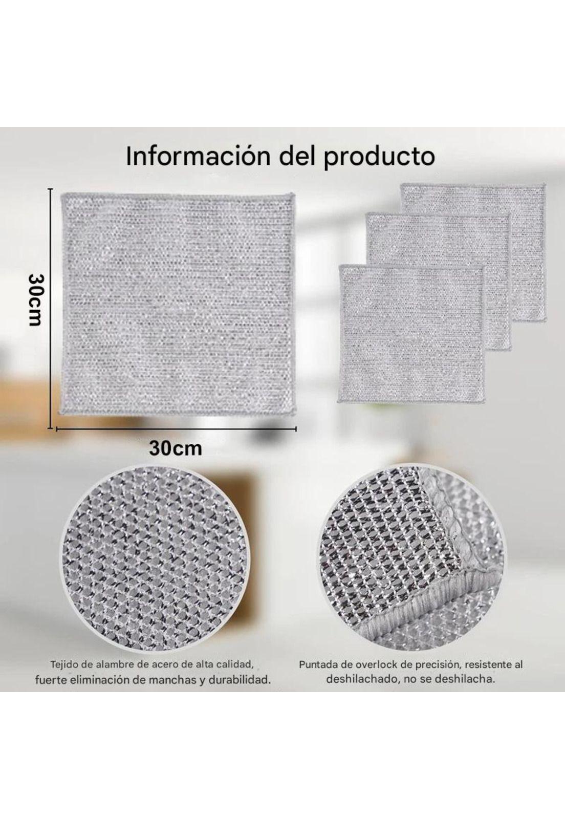 Pack 2 Paño Fibra Metálica Reusable  Limpieza Cocina 30x30cm-1