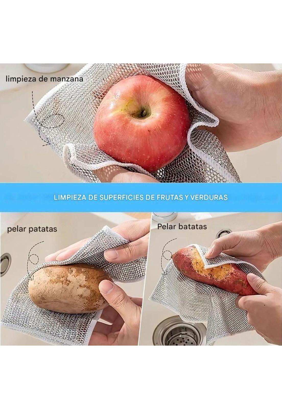 Pack 2 Paño Fibra Metálica Reusable  Limpieza Cocina 30x30cm-2