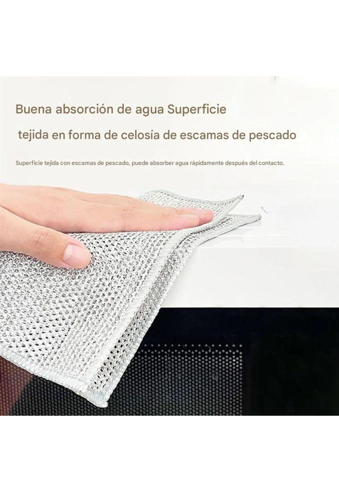Pack 2 Paño Fibra Metálica Reusable  Limpieza Cocina 30x30cm-5
