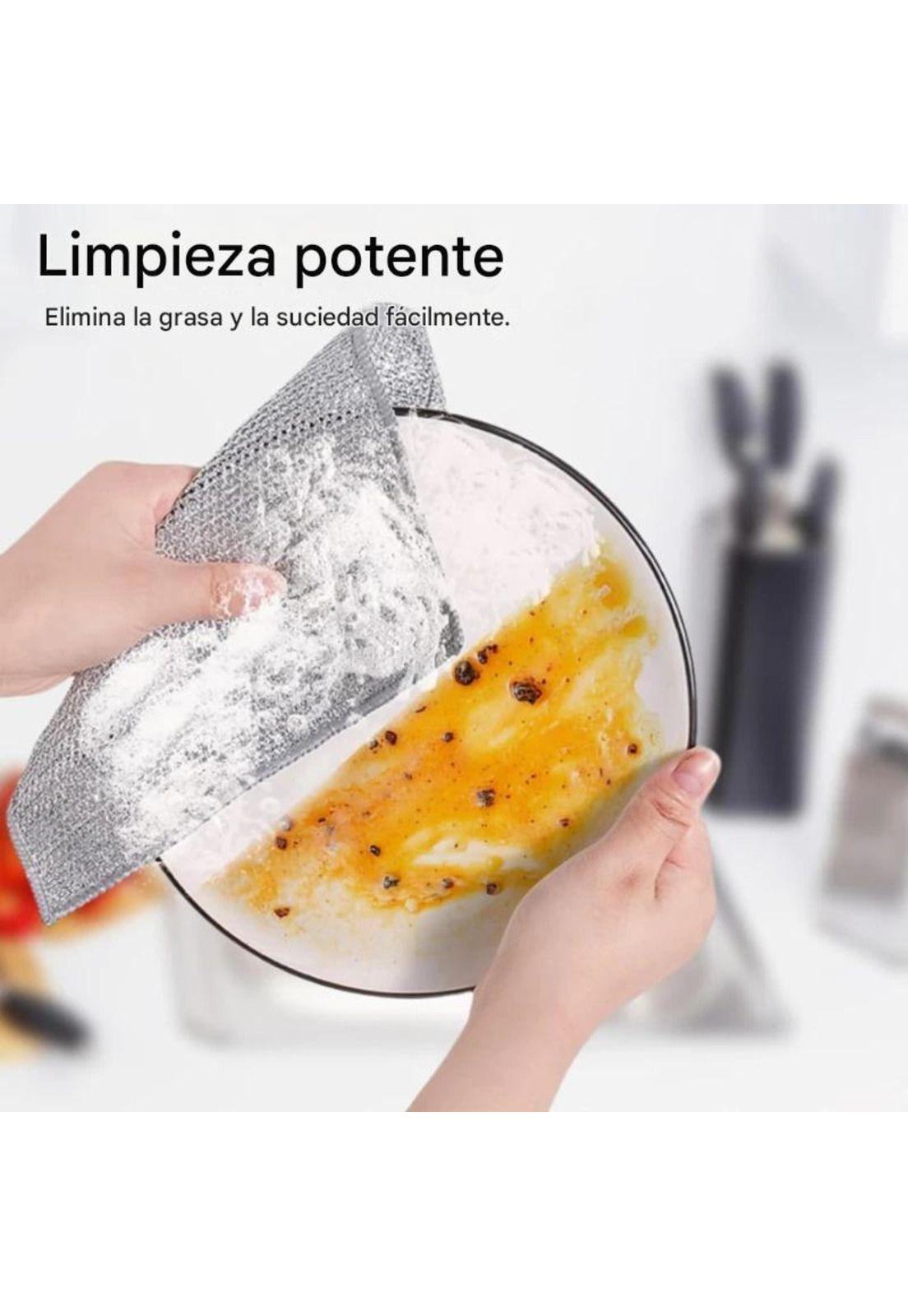 Pack 2 Paño Fibra Metálica Reusable  Limpieza Cocina 30x30cm-7