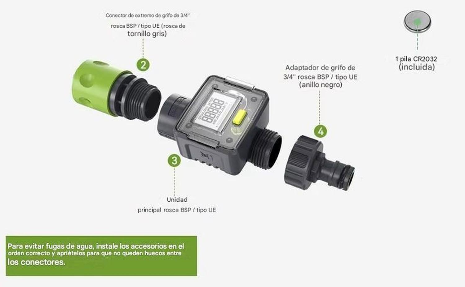 Contador Flujo Agua Digital 3/4 Ahorro Riego Jardín-2