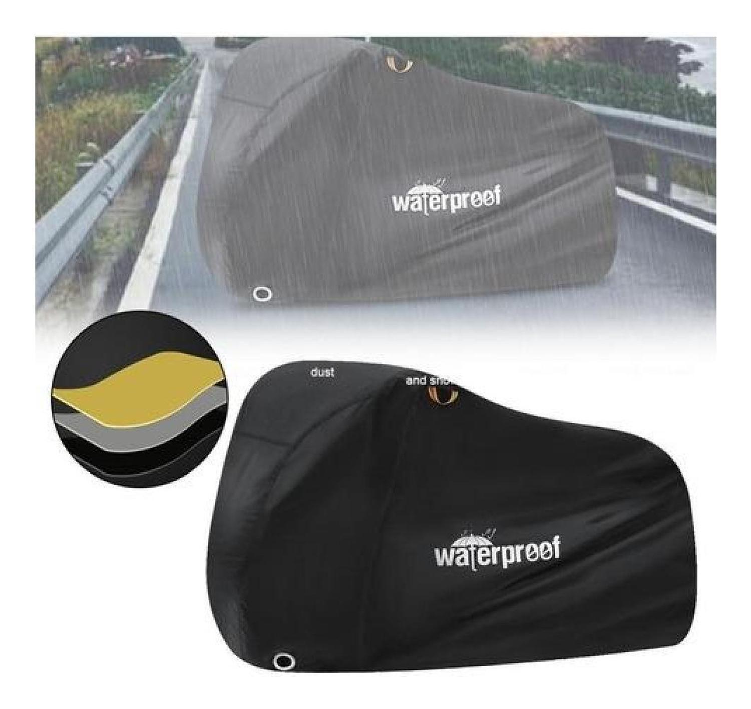 Funda De Bicicleta Y Moto Con Elásticos Y Correa Impermeable - Negro-2
