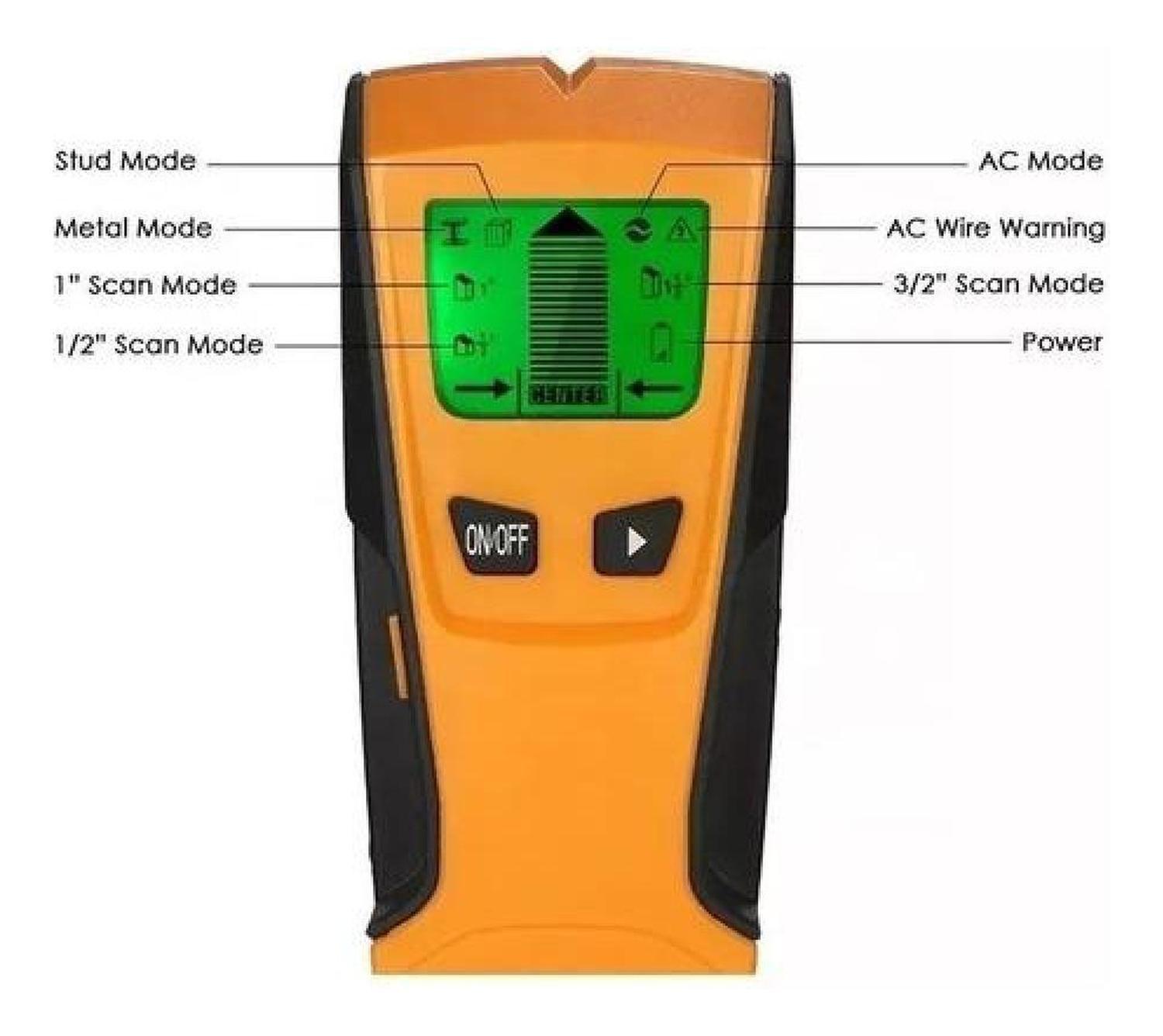 Detector Metales 3 En 1 Para Muros Metales Clavos Y Cableado - Amarillo-2