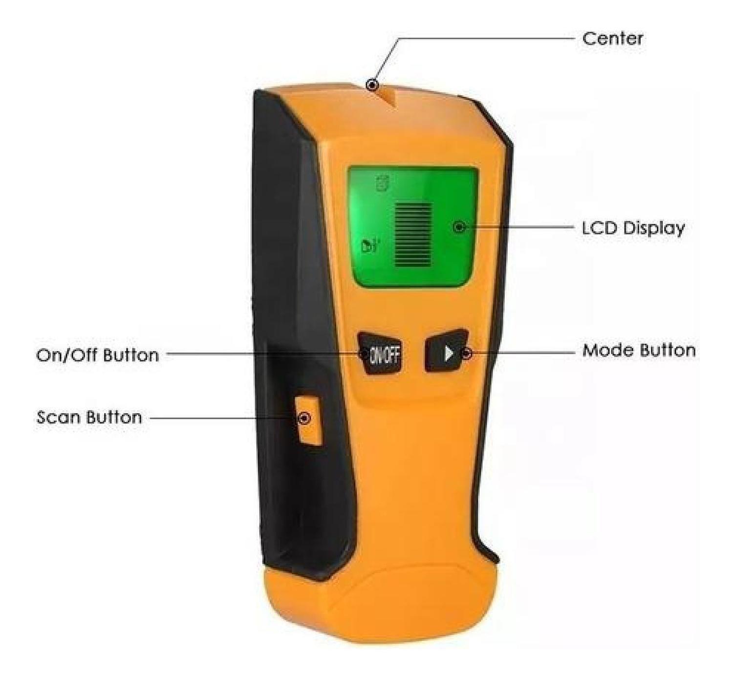 Detector Metales 3 En 1 Para Muros Metales Clavos Y Cableado - Amarillo-3