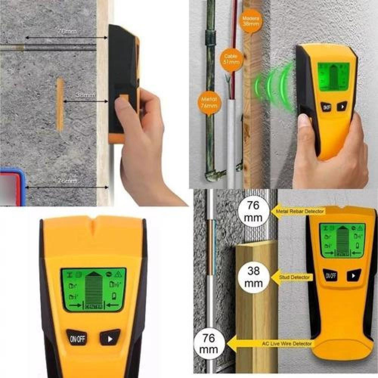 Detector Metales 3 En 1 Para Muros Metales Clavos Y Cableado - Amarillo-7
