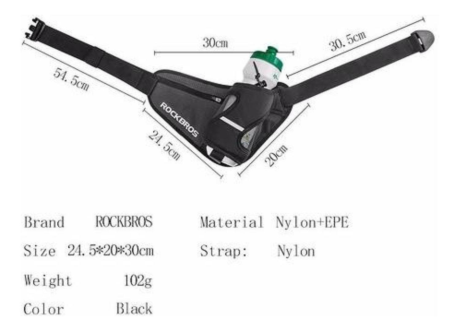 Banano Deportivo Rockbros Con Porta Botella, Outdoor Running Negro-8