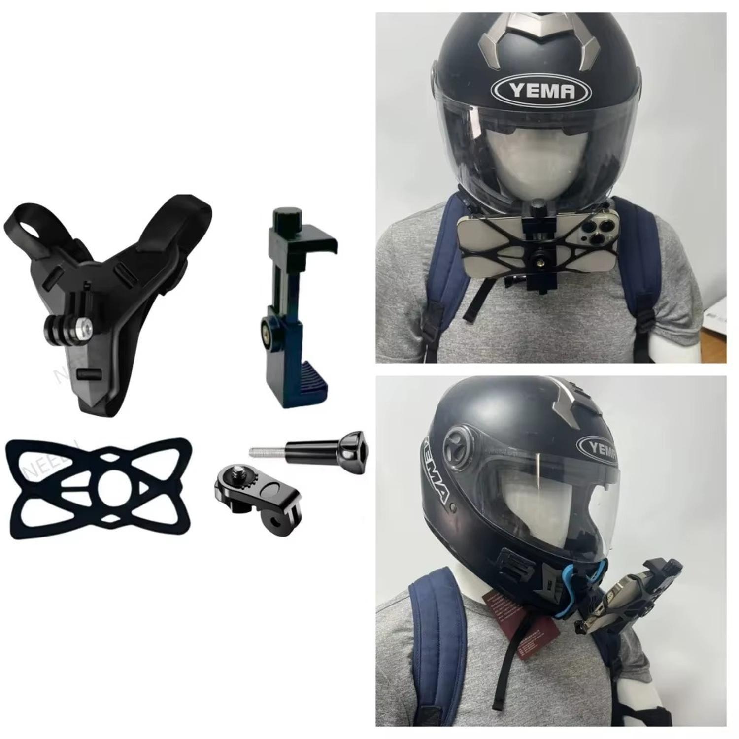 Montura de mentón para casco moto c/ adaptador GoPro-4