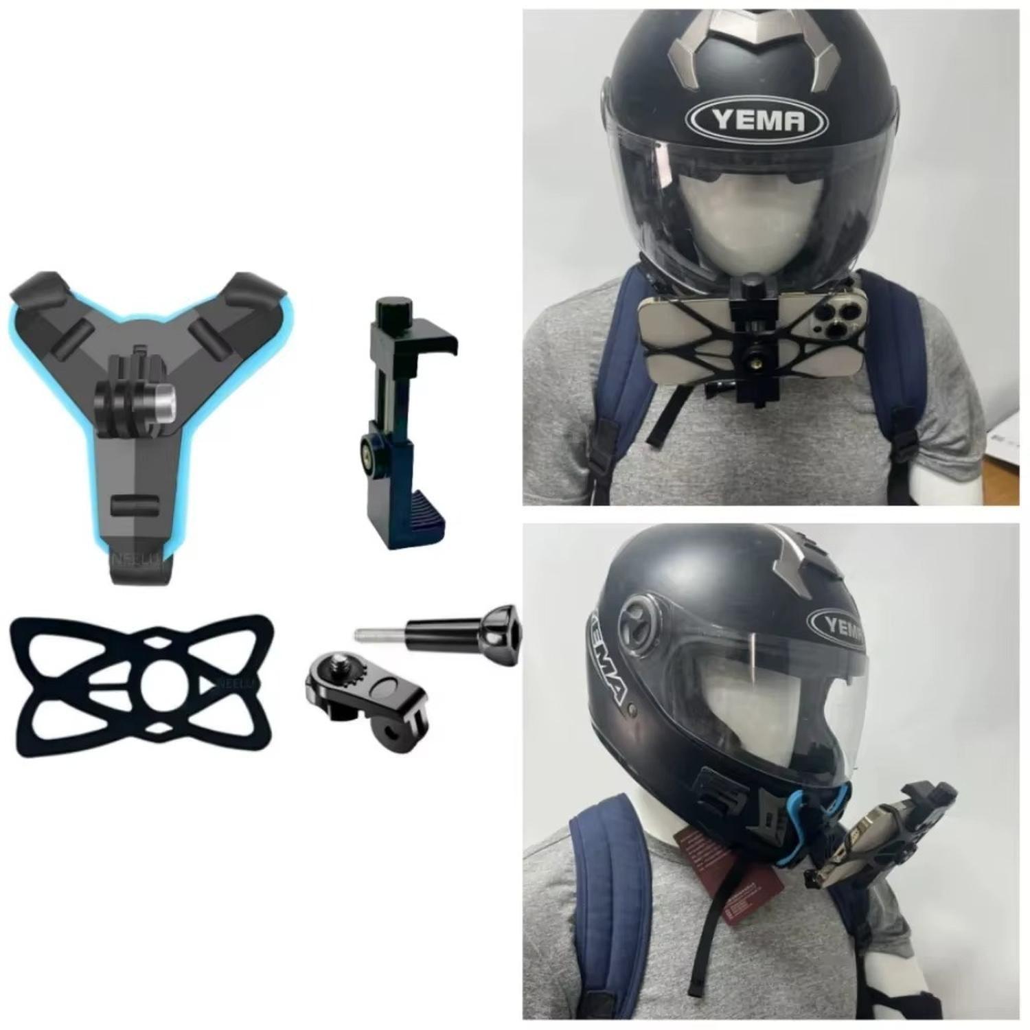 Montura de mentón para casco moto c/ adaptador GoPro-5