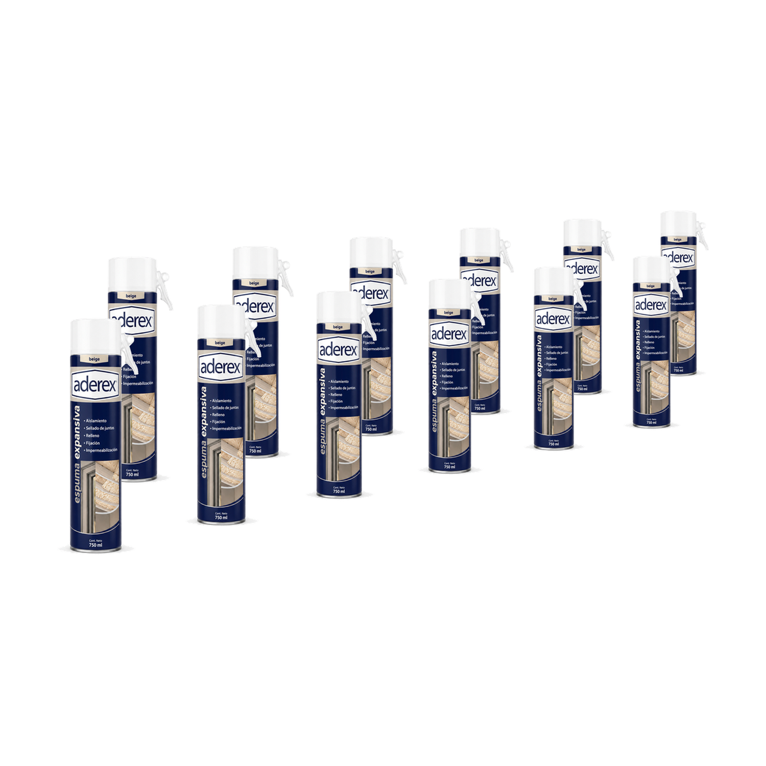 Pack 12 Espuma Expansiva Aderex 750ml Con Aplicador-0