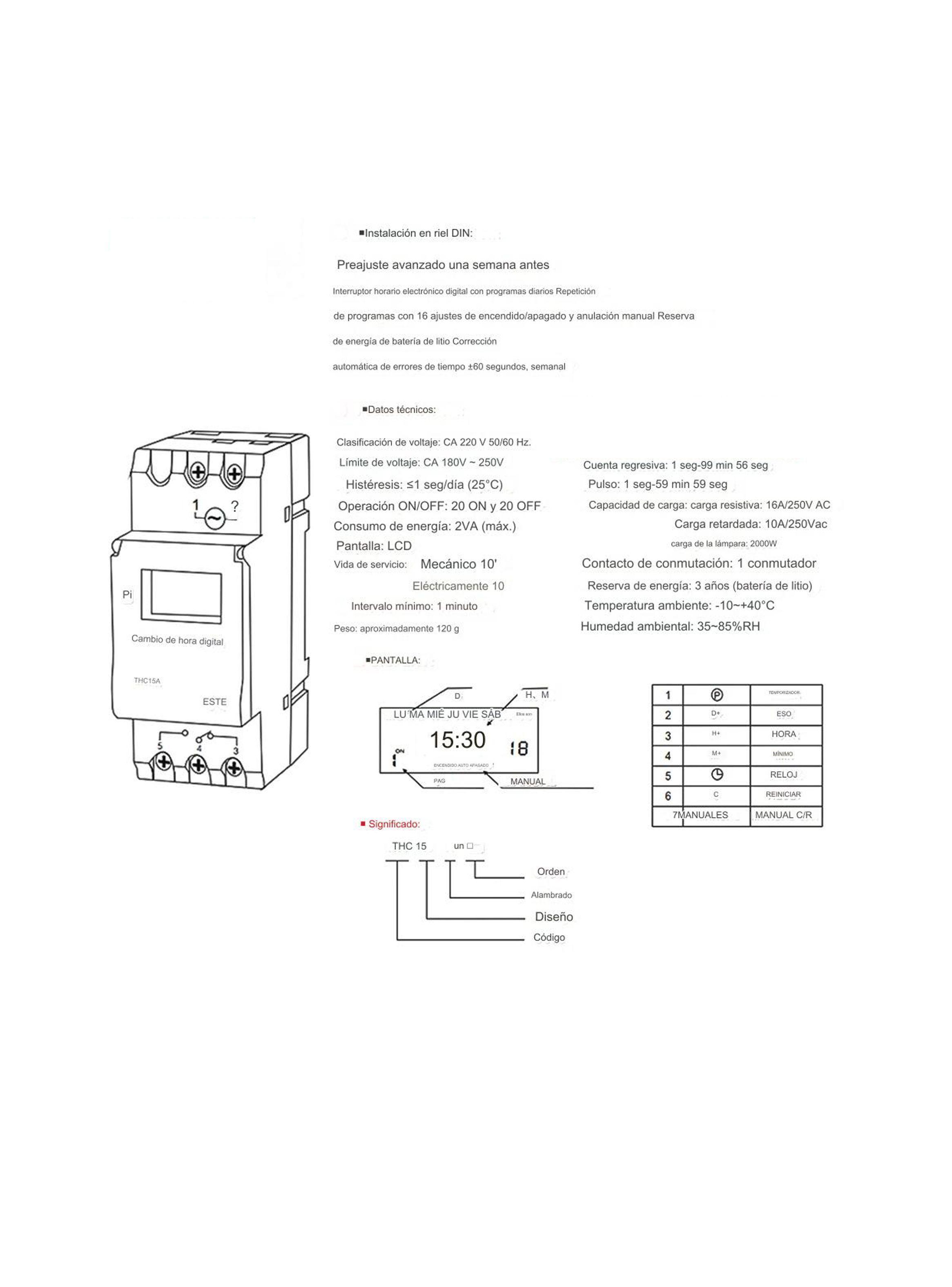 Timer Din Automático Programable Digital Temporizador 220v-5