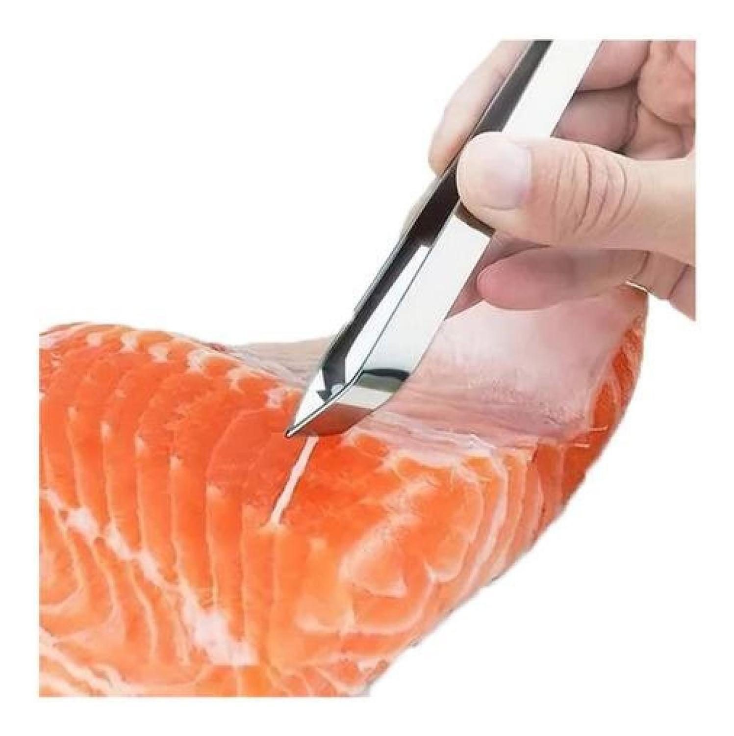 Pinza De Acero De Cocina Para Pescado Chef Gastronomía - Plateado-0