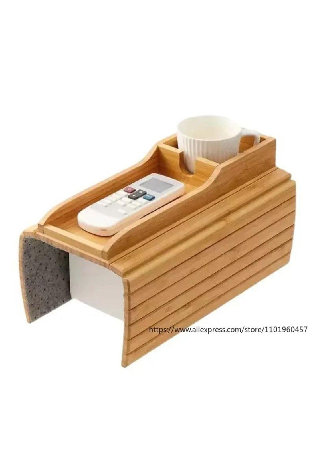 Organizador reposabrazos sofá bambú portavasos lateral-3