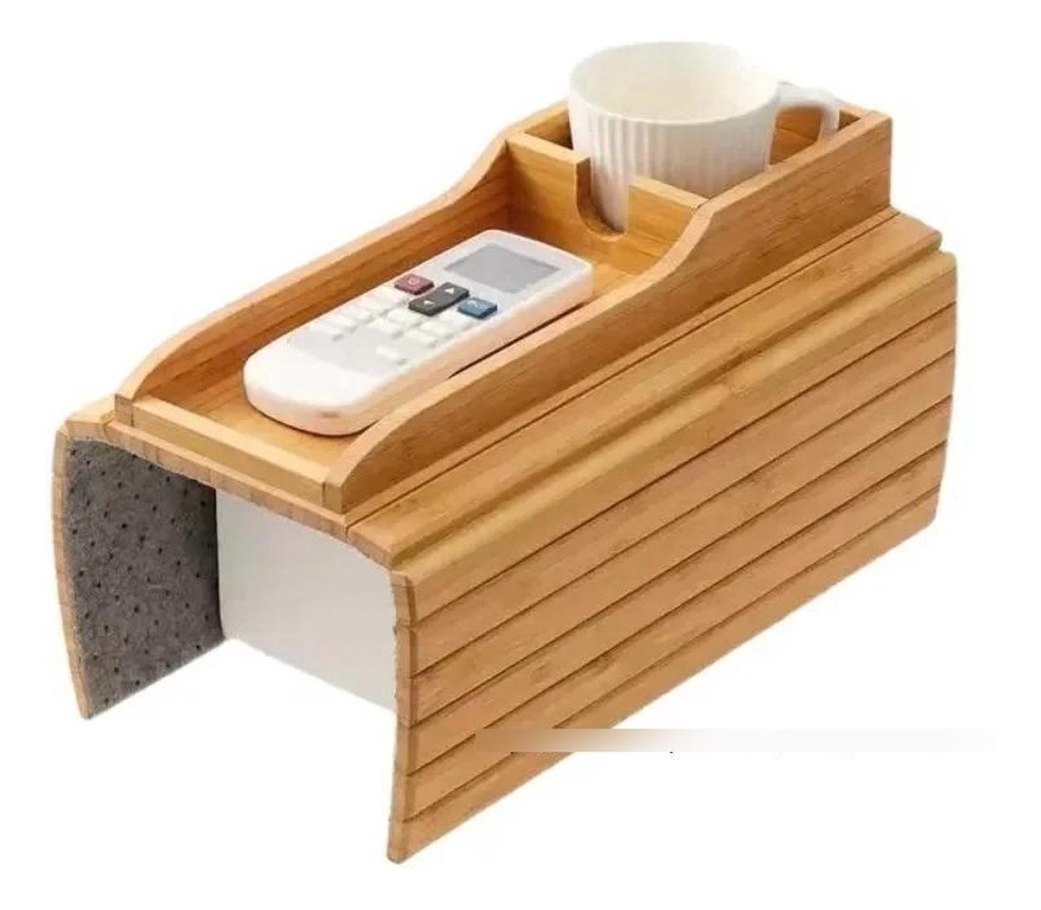 Organizador Reposabrazos Sofá Bambú Portavasos Lateral-3