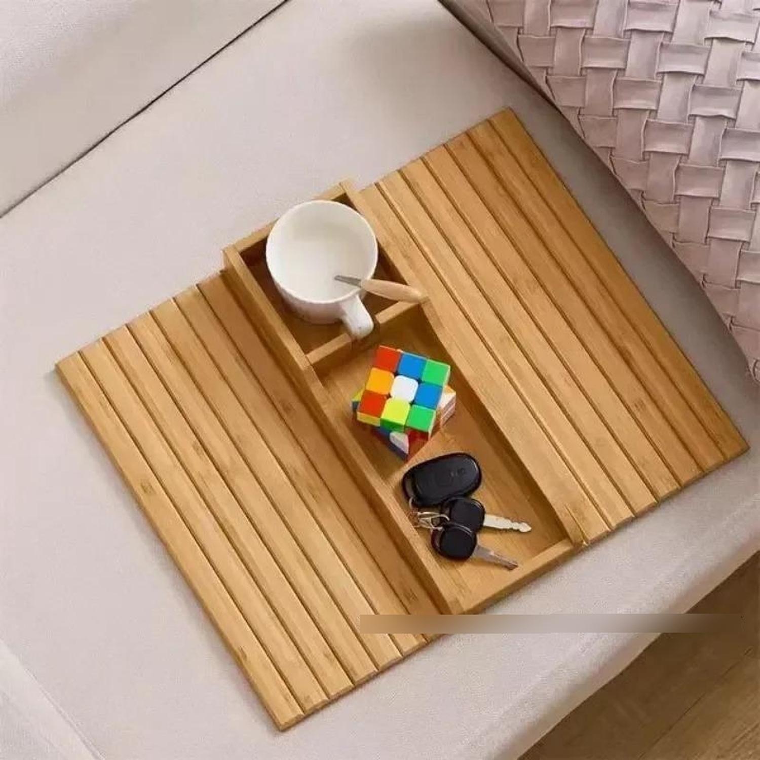 Organizador Reposabrazos Sofá Bambú Portavasos Lateral-5