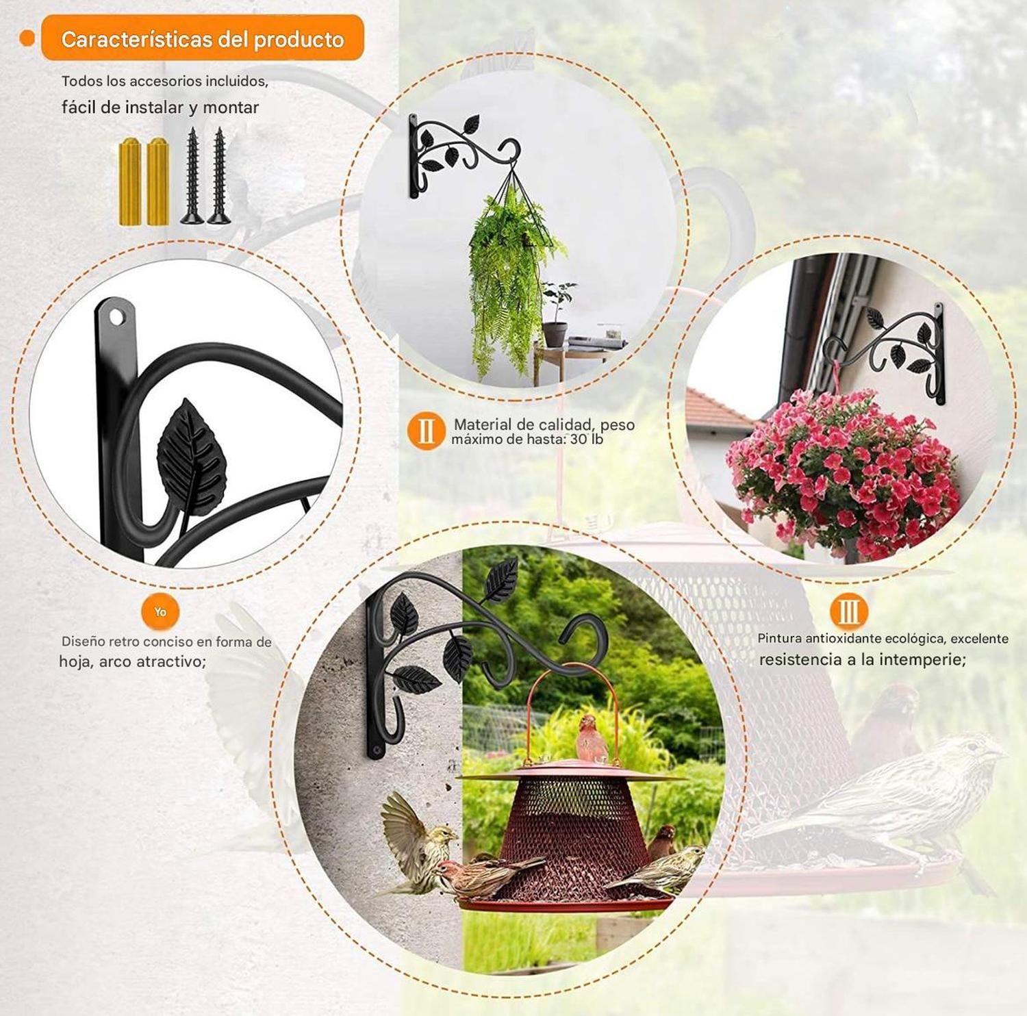 Soporte Colgante Plantas Metal Macetero Exterior Jardin-6