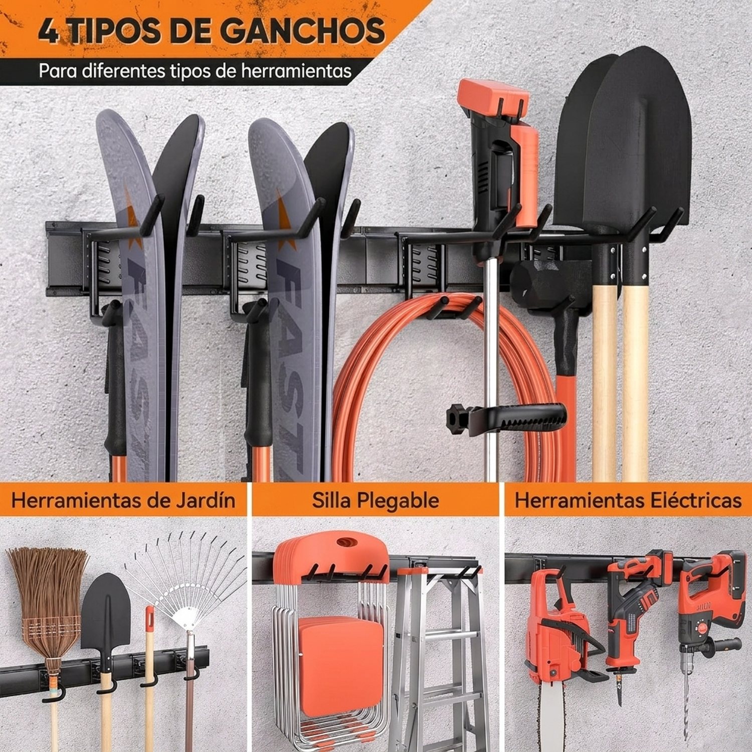 Organizador Herramientas Pared Soporte Metálico Alta Carga-7